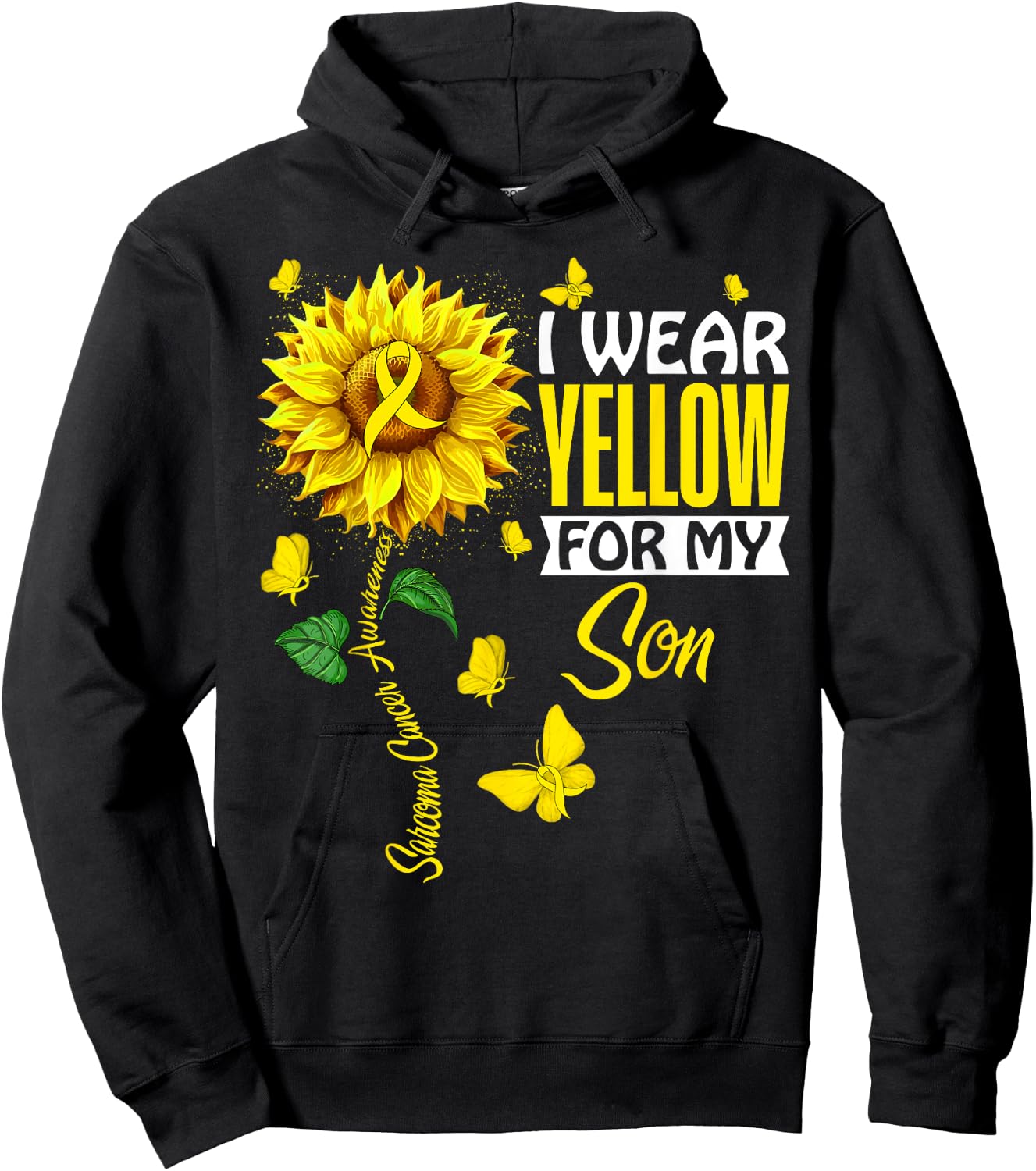 I Wear Yellow For Son Sarcoma Cancer Awareness Support Hoodie - Hoodie | Black