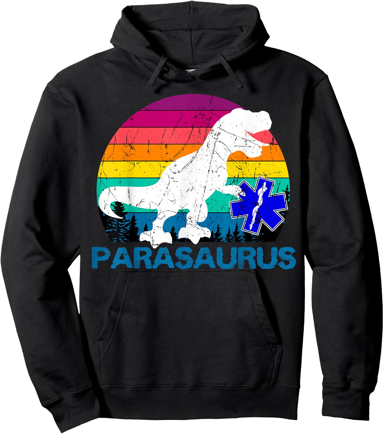 Paramedic Retro Vintage T-Rex Emergency Medical Technician Hoodie - Hoodie | Black