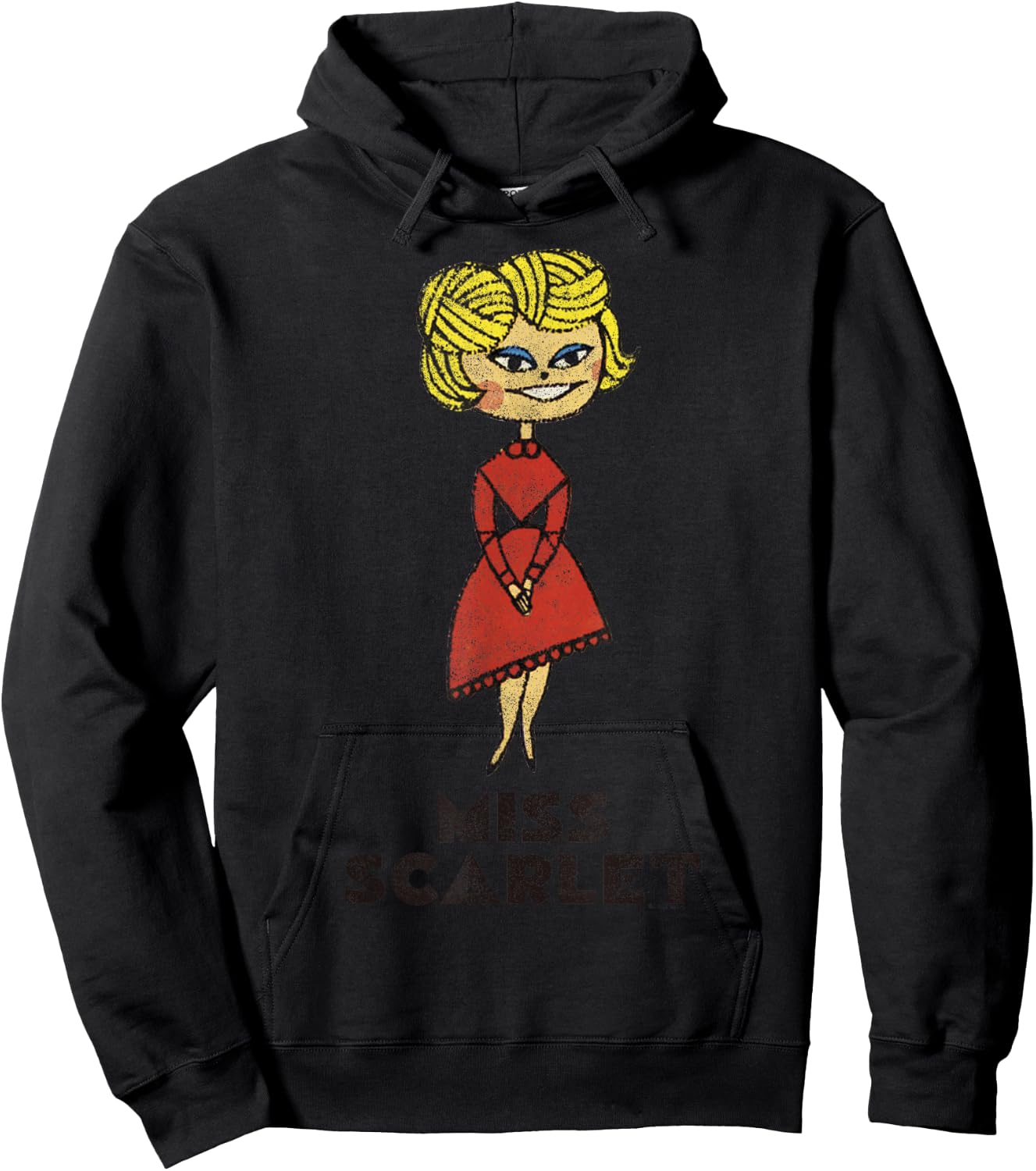 Clue Retro Miss Scarlet Portrait Hoodie - Hoodie | Black