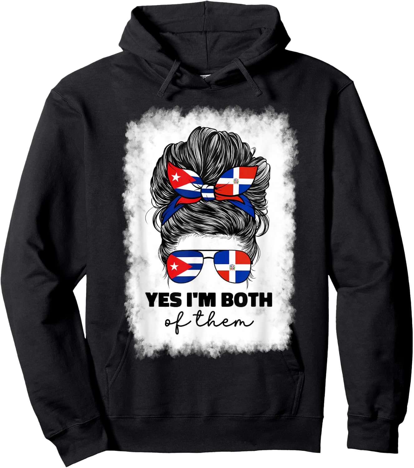 Half Dominican Republic And Cuban Cuba Flag Girl Women Mix Hoodie - Hoodie | Black