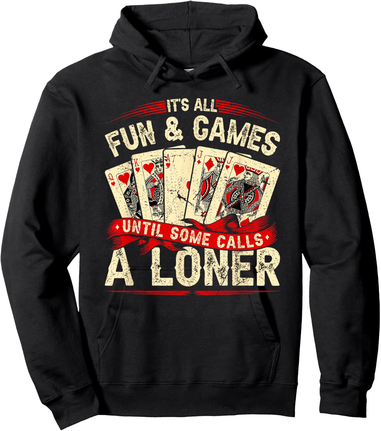 Euchre Card Game, Call A Loner, Funny Retro Euchre Hoodie - Hoodie | Black