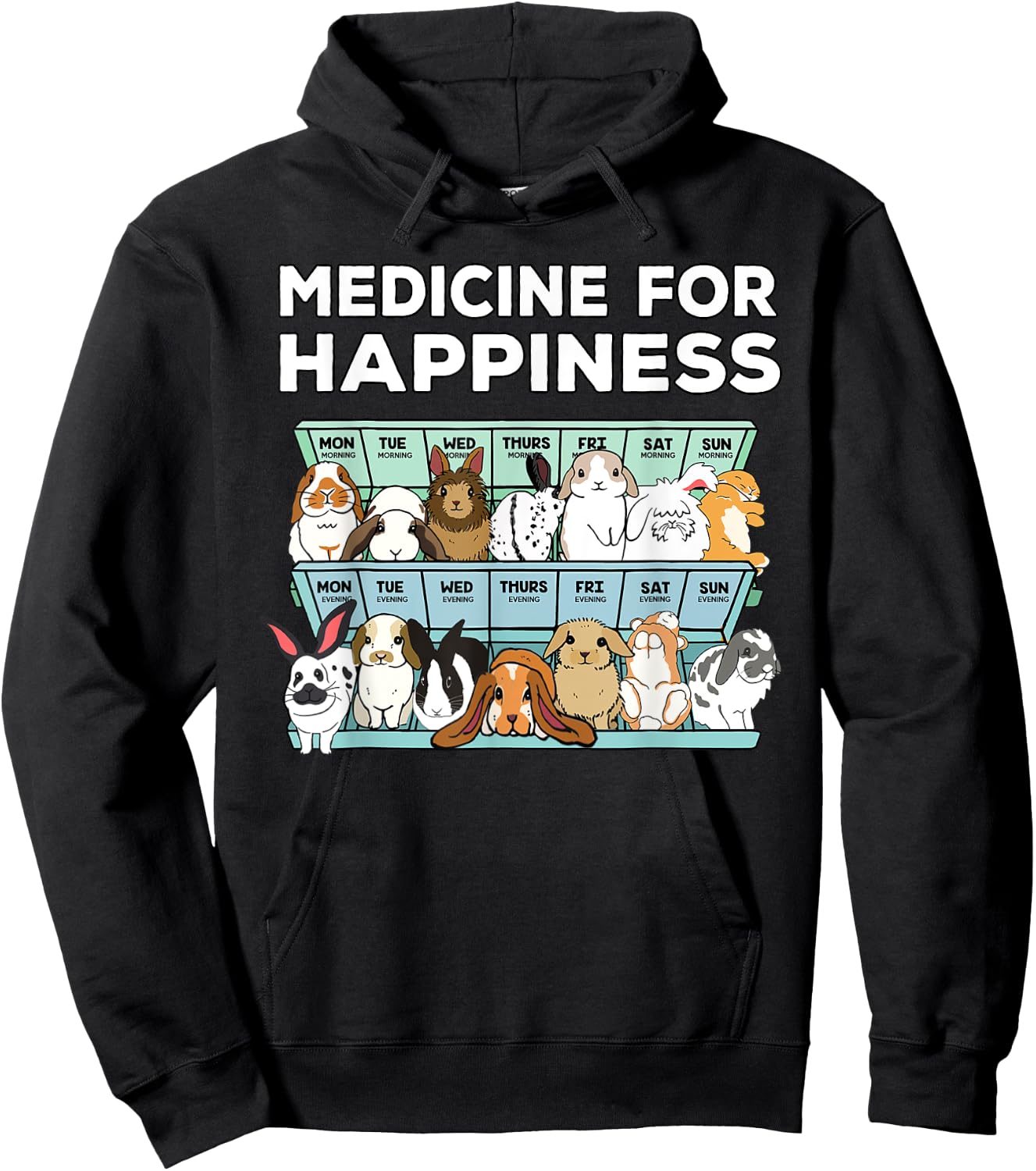 Medicine for happiness bunnies Hoodie - Hoodie | Black