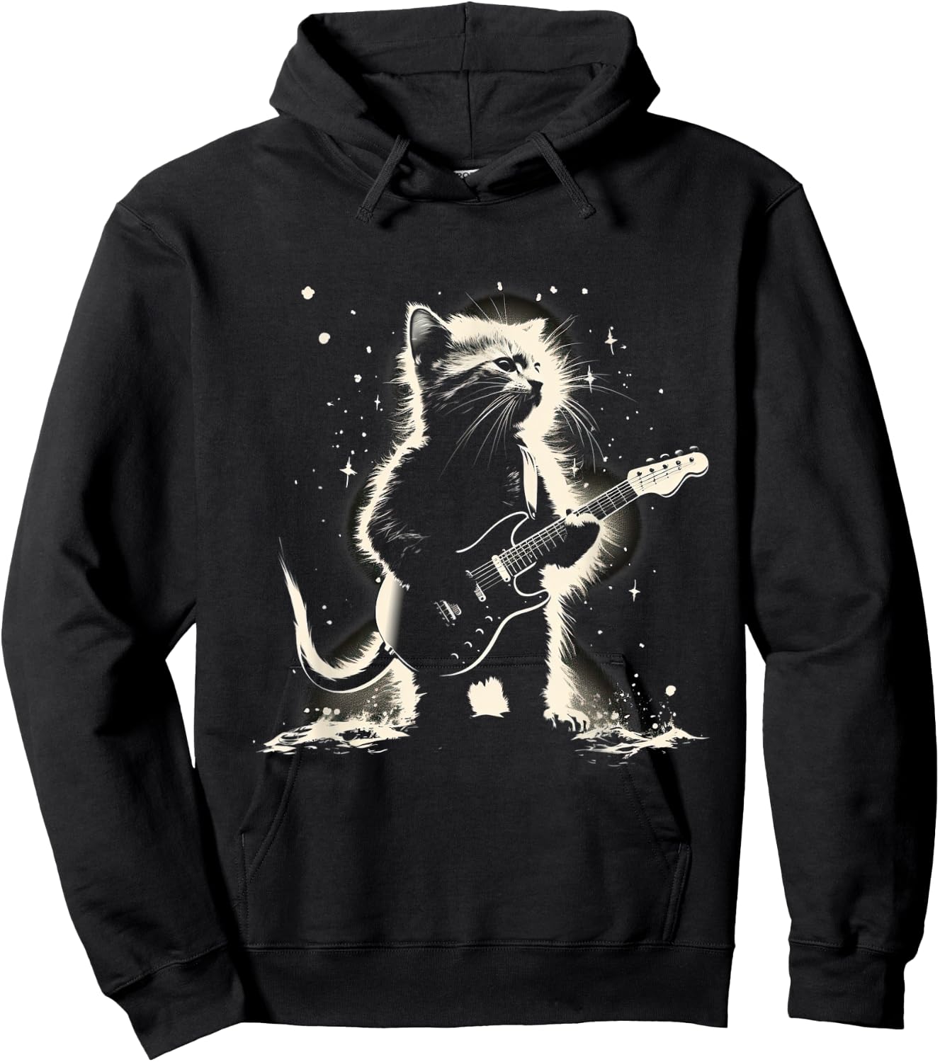 Cat Playing Bass Guitar Guitarist Rocker cool Hoodie - Hoodie | Black