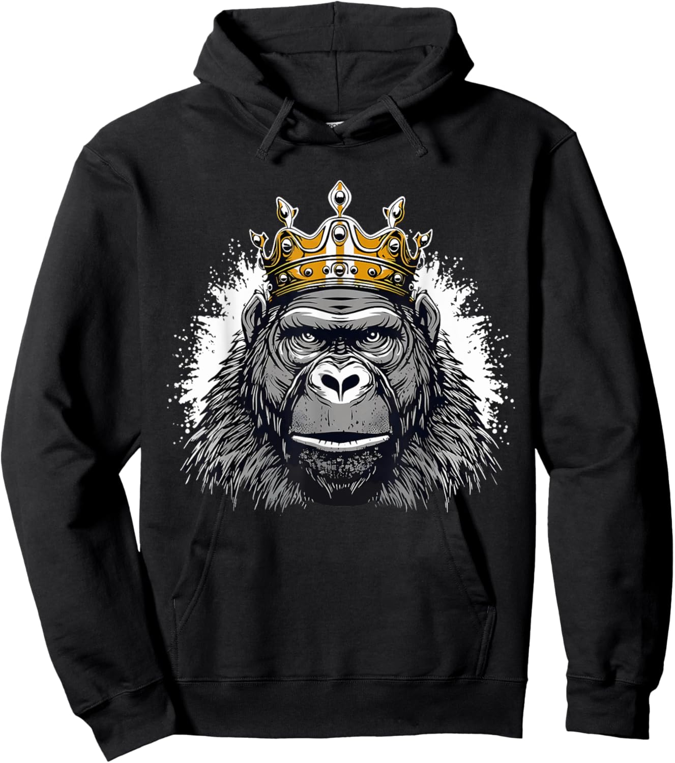 Gorilla With Crown King Ape Wildlife Artwork Monkey Design Hoodie - Hoodie | Black