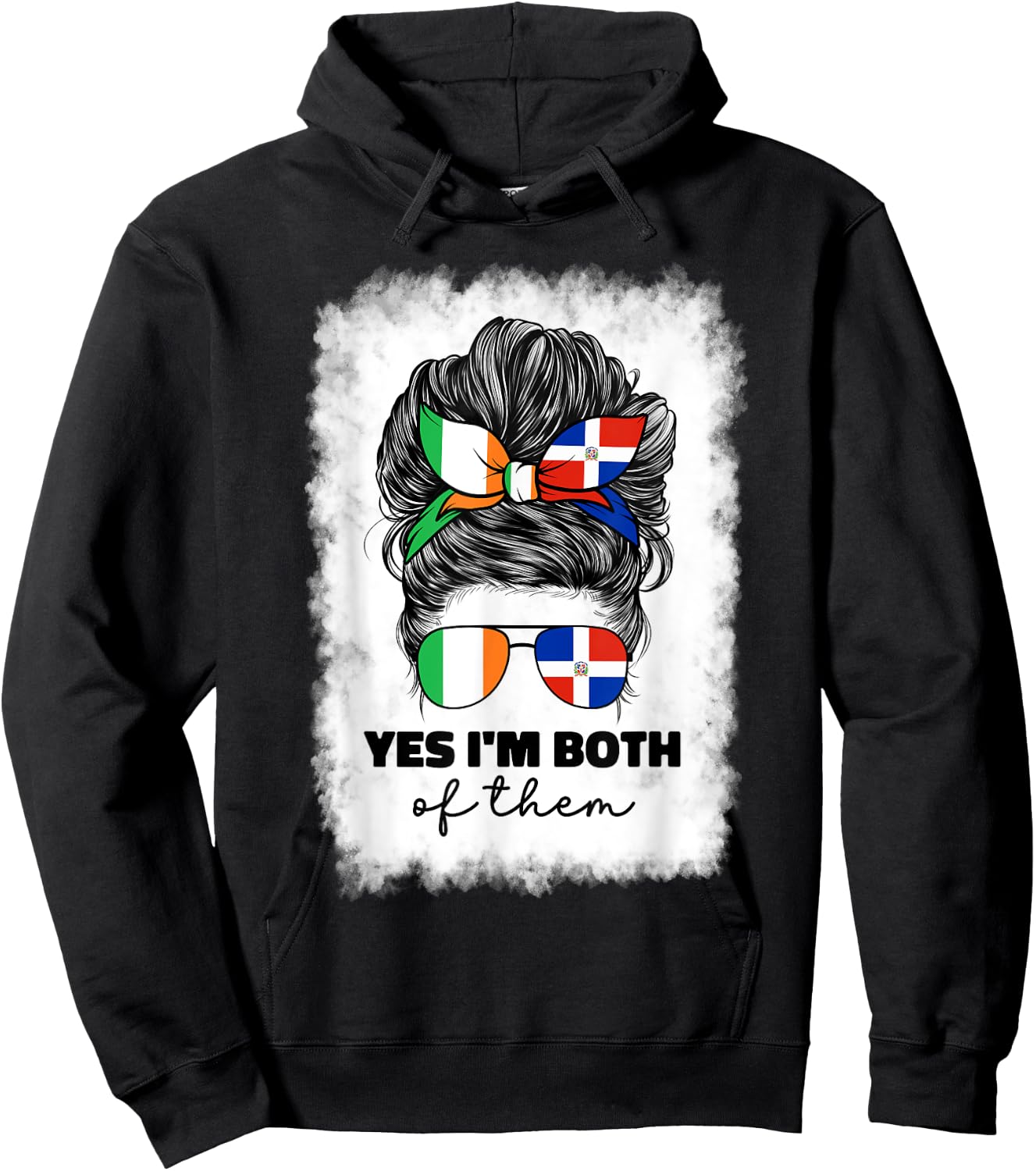 Half Dominican Republic And Irish Ireland Flag Girl Women Hoodie - Hoodie | Black