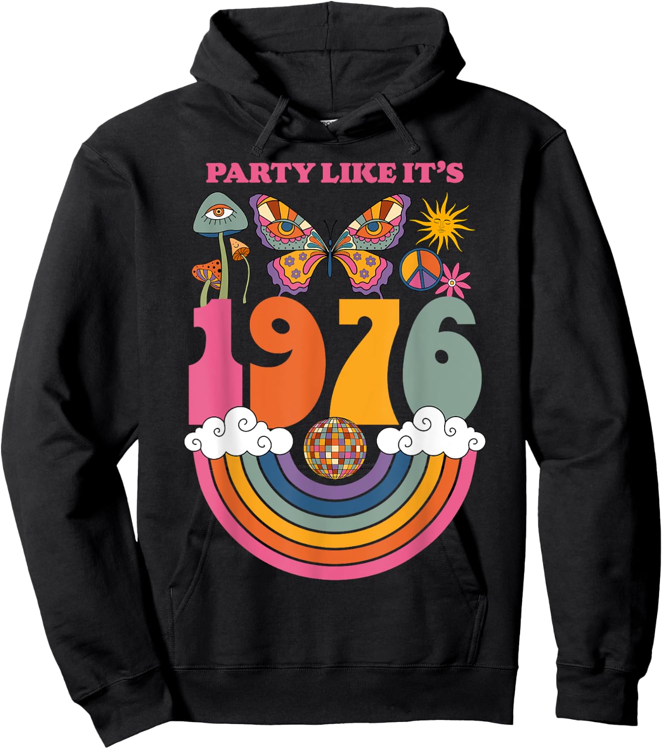 1976 Birthday Party Costume 70s Disco Outfits Men Hoodie - Hoodie | Black