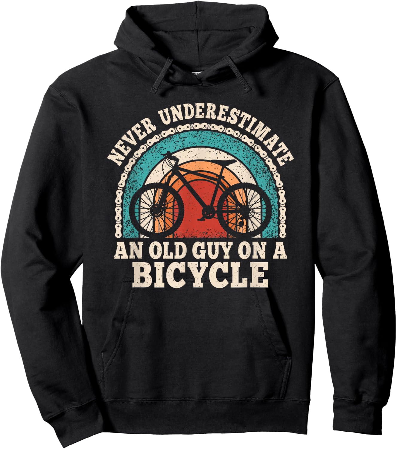 Never Underestimate An Old Guy On A Bicycle Cycling Bike Men Hoodie - Hoodie | Black