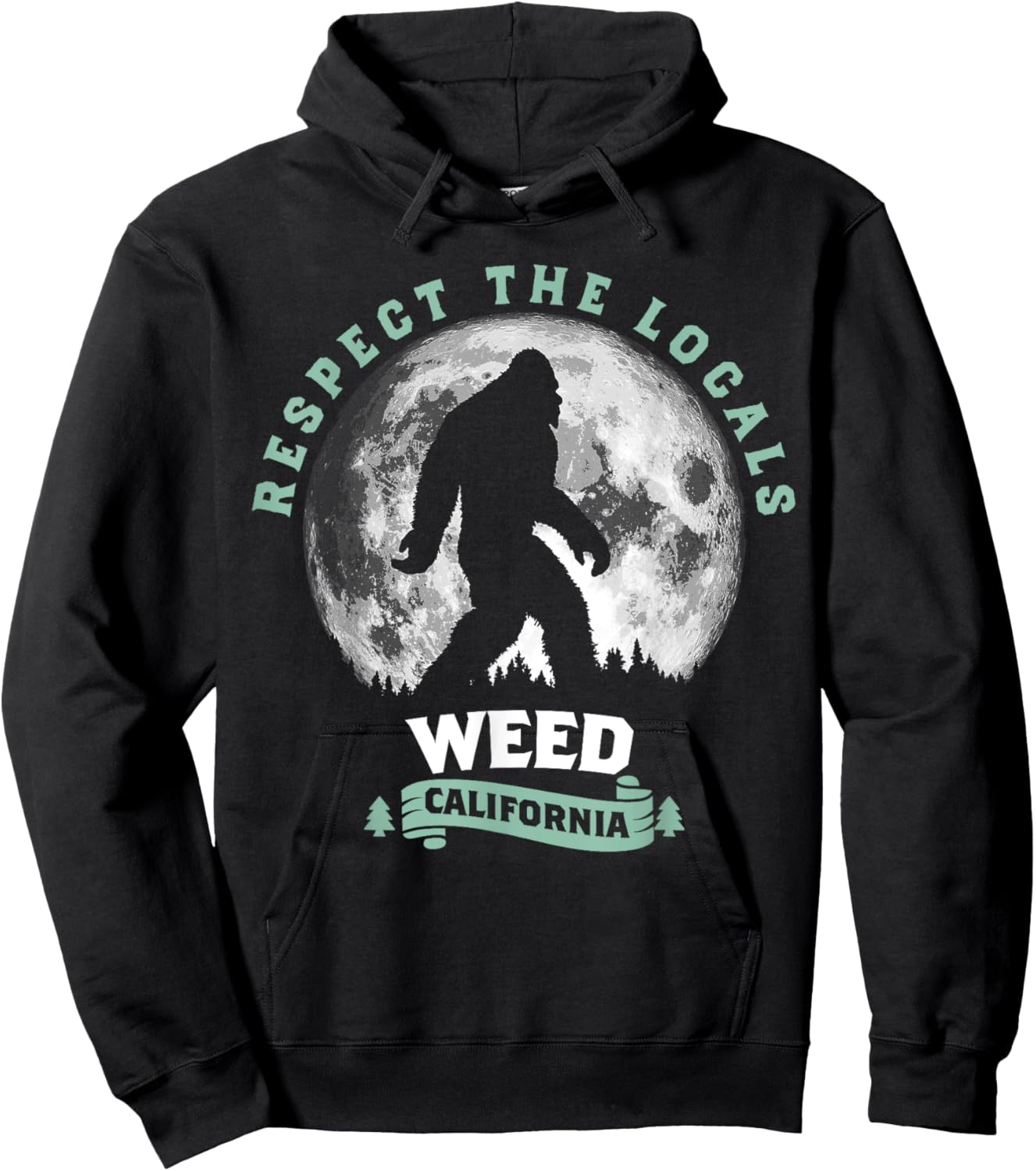 Weed California Bigfoot Night Walk Retro Hoodie - Hoodie | Black