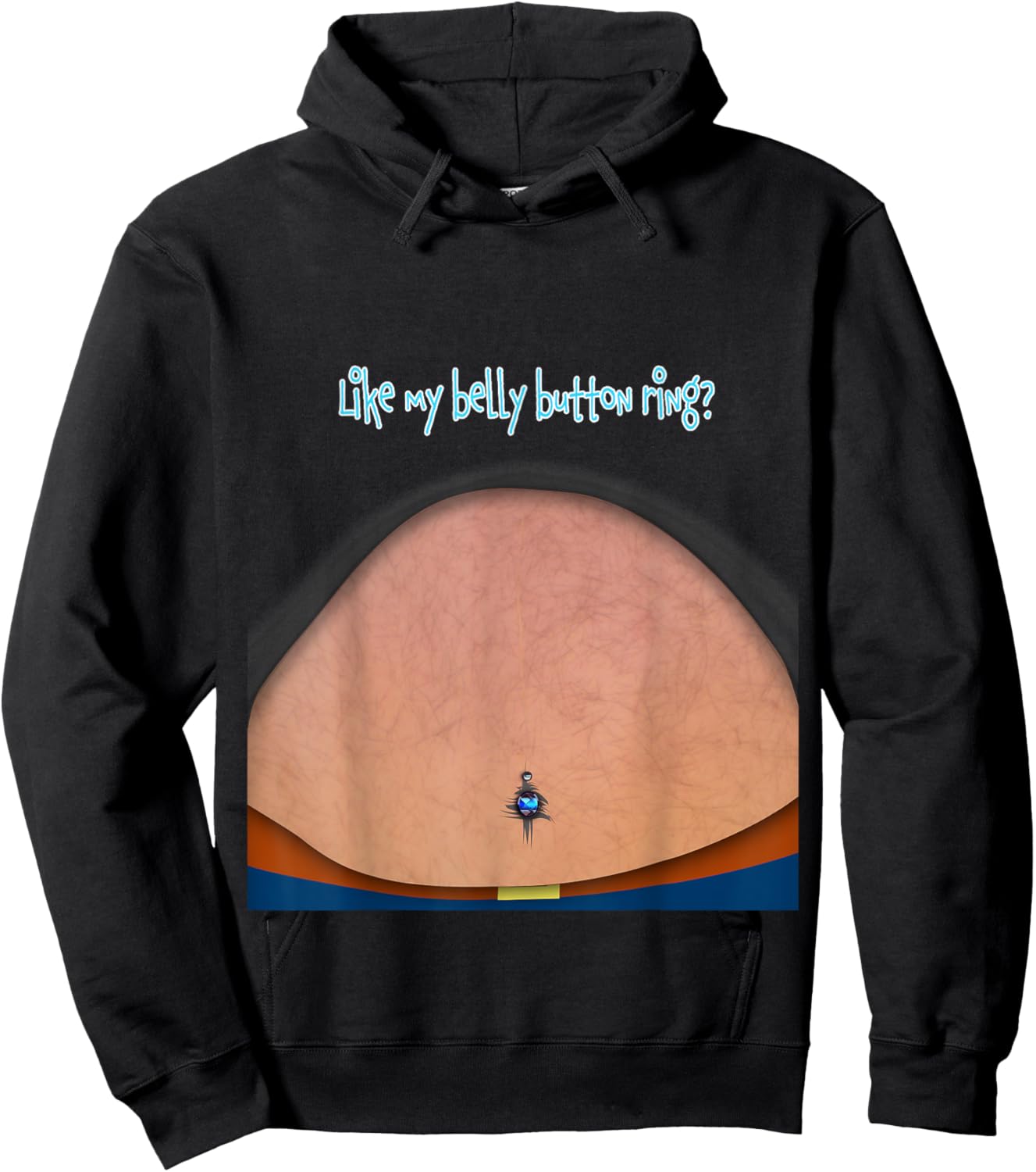 Fake Fat Hairy Belly Dad Bod with Bellybutton Ring Hoodie - Hoodie | Black
