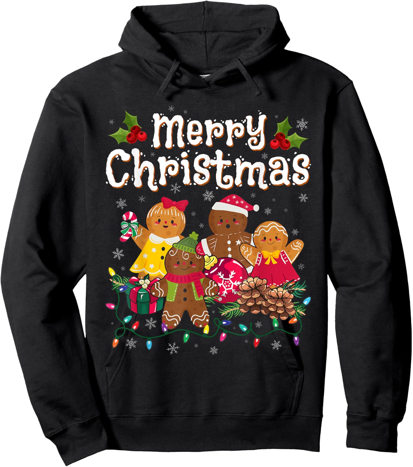 Merry Christmas Gingerbread Cookies Men Women Hoodie - Hoodie | Black