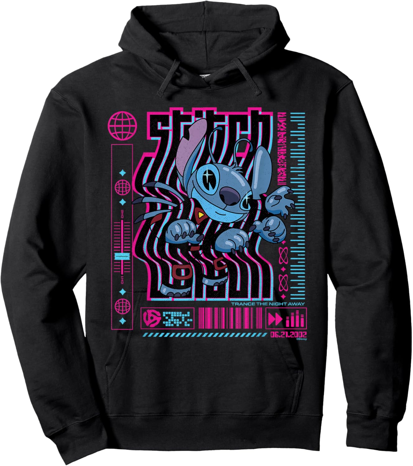 Disney Lilo & Stitch Techno Trance The Night Away 2002 Hoodie - Hoodie | Black