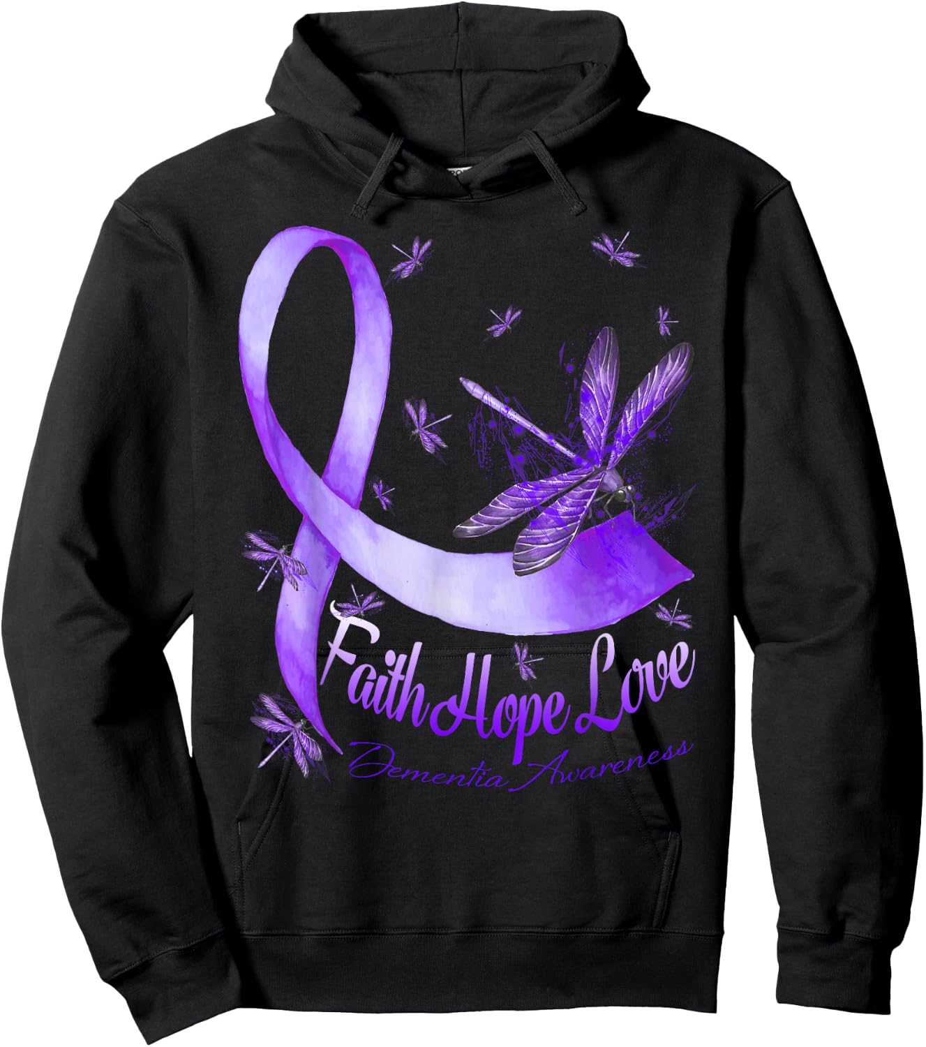 Faith Hope Love Dementia Awareness Dragonfly Hoodie - Hoodie | Black