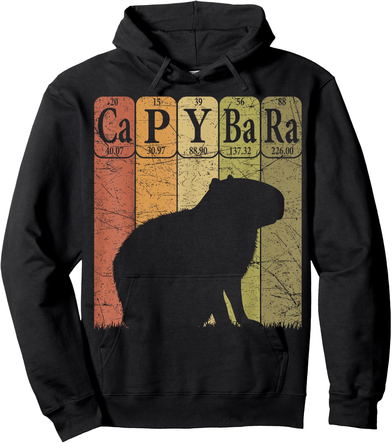 Capybara Periodic Table Elements Capybara Retro Rodent Hoodie - Hoodie | Black