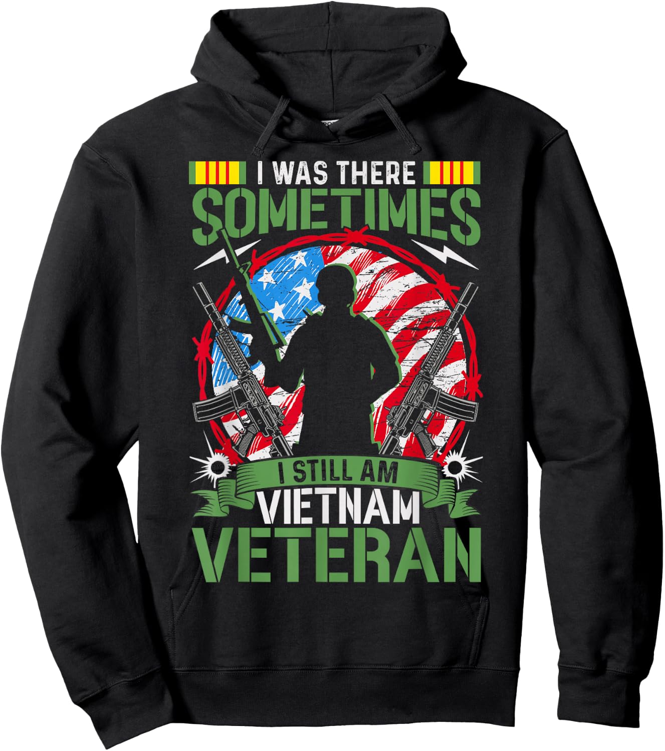 was There Sometimes I Still Am Vietnam Veteran Hoodie - Hoodie | Black