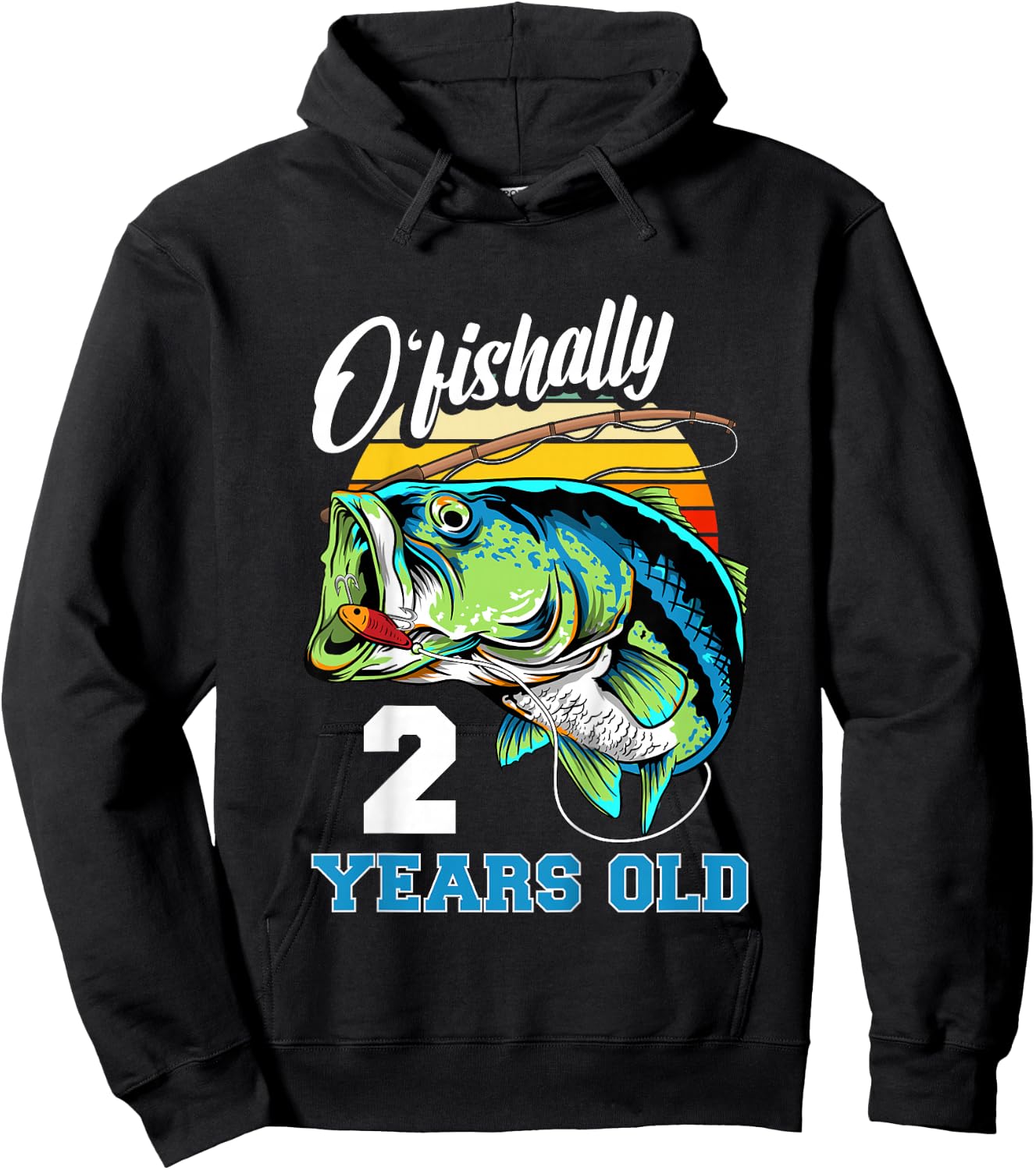 Ofishally 2 Years Old Fisherman 2nd Birthday Fishing Hoodie - Hoodie | Black