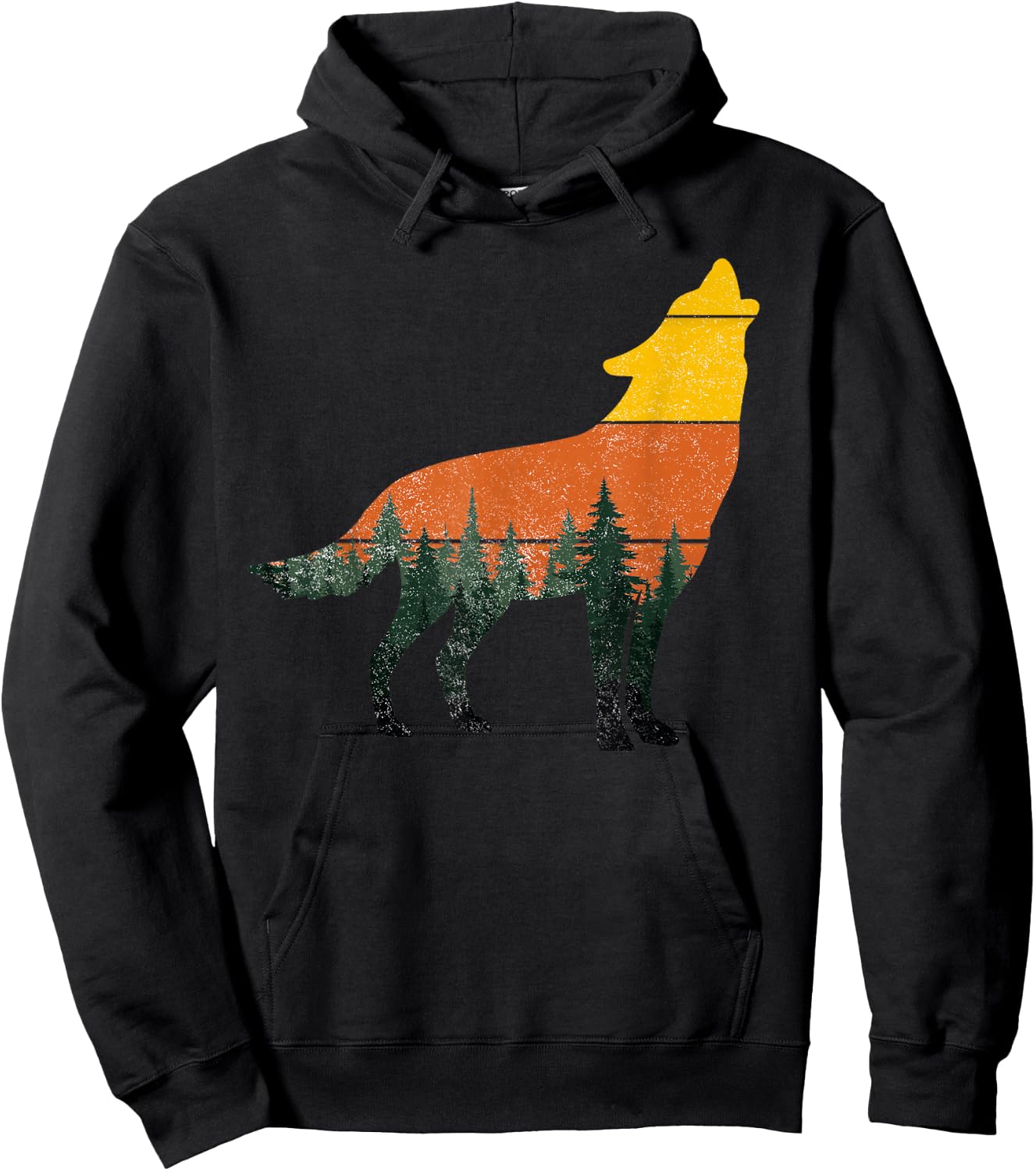 Wolf Outdoor Forest Nature Wildlife Animal Vintage Retro Hoodie - Hoodie | Black