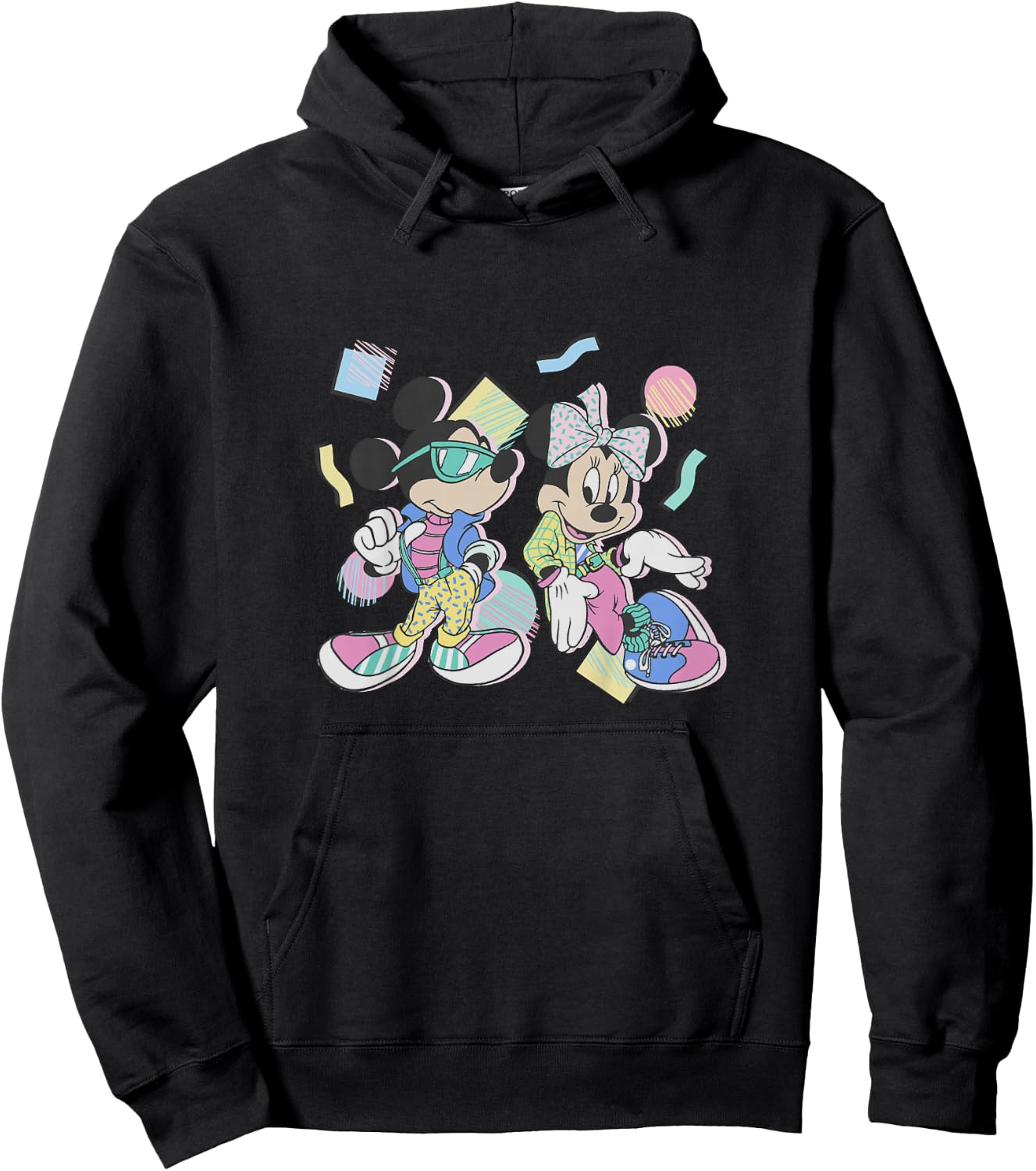 Kids Disney Mickey and Friends Mickey & Minnie Retro 80's Youth Hoodie - Hoodie | Black