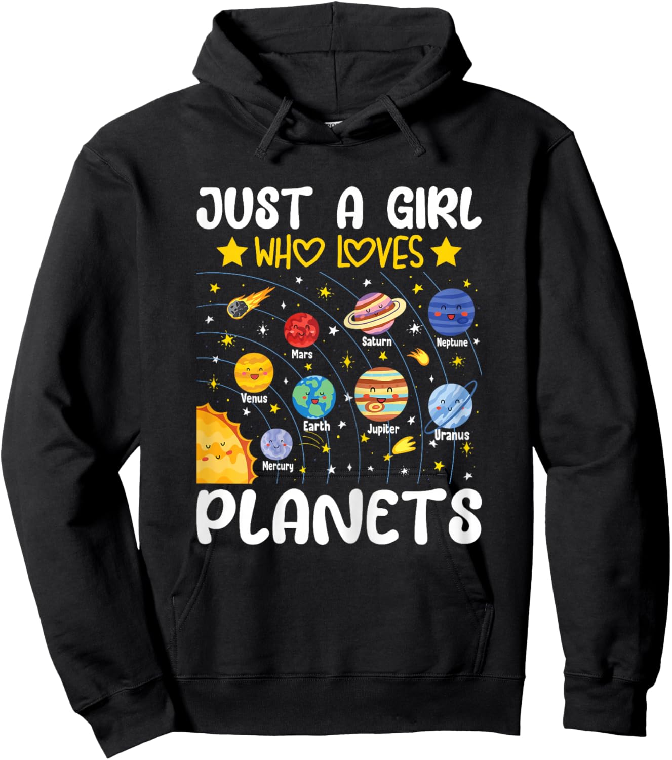 Just A Girl Who Loves Planets Solar Space Science Lover Girl Hoodie - Hoodie | Black