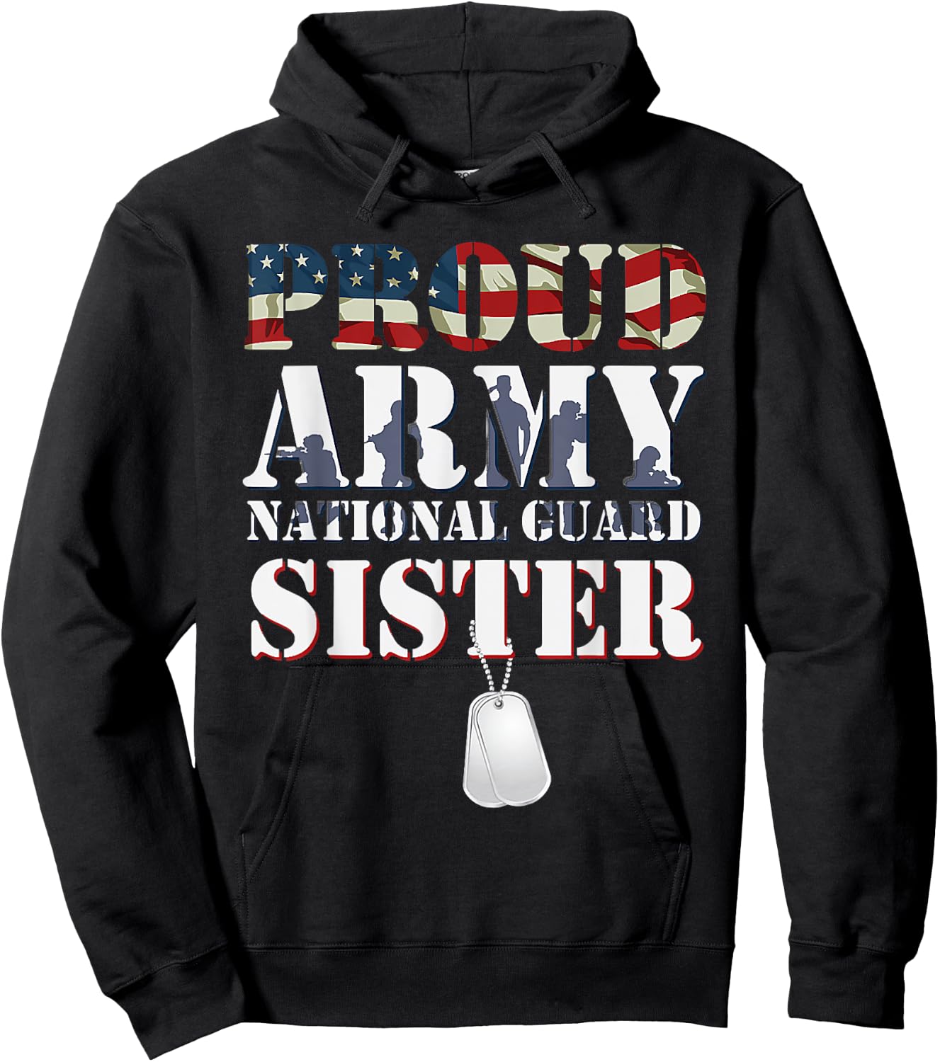 Proud Army National Guard Sister Pride US Military Sibling Hoodie - Hoodie | Black