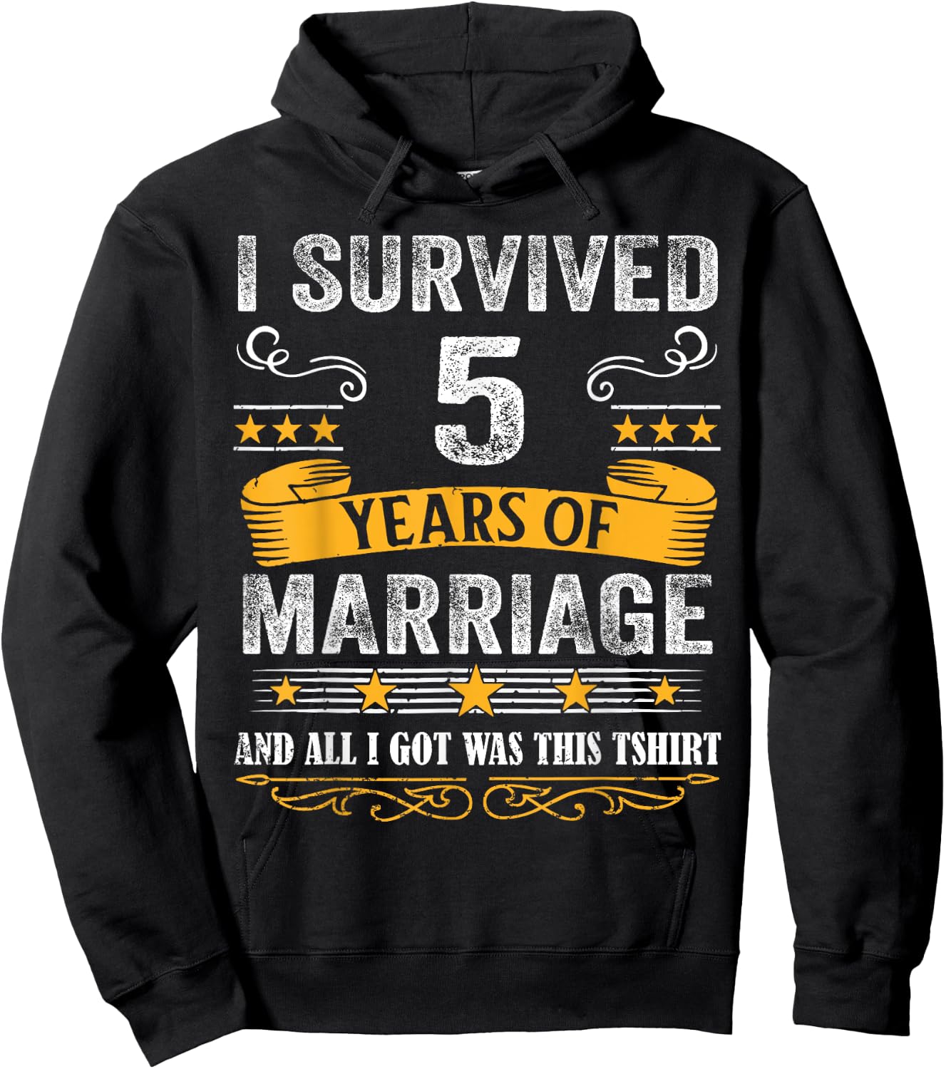 5th Wedding Anniversary shirt Couples Husband Wife 5 Years Hoodie - Hoodie | Black