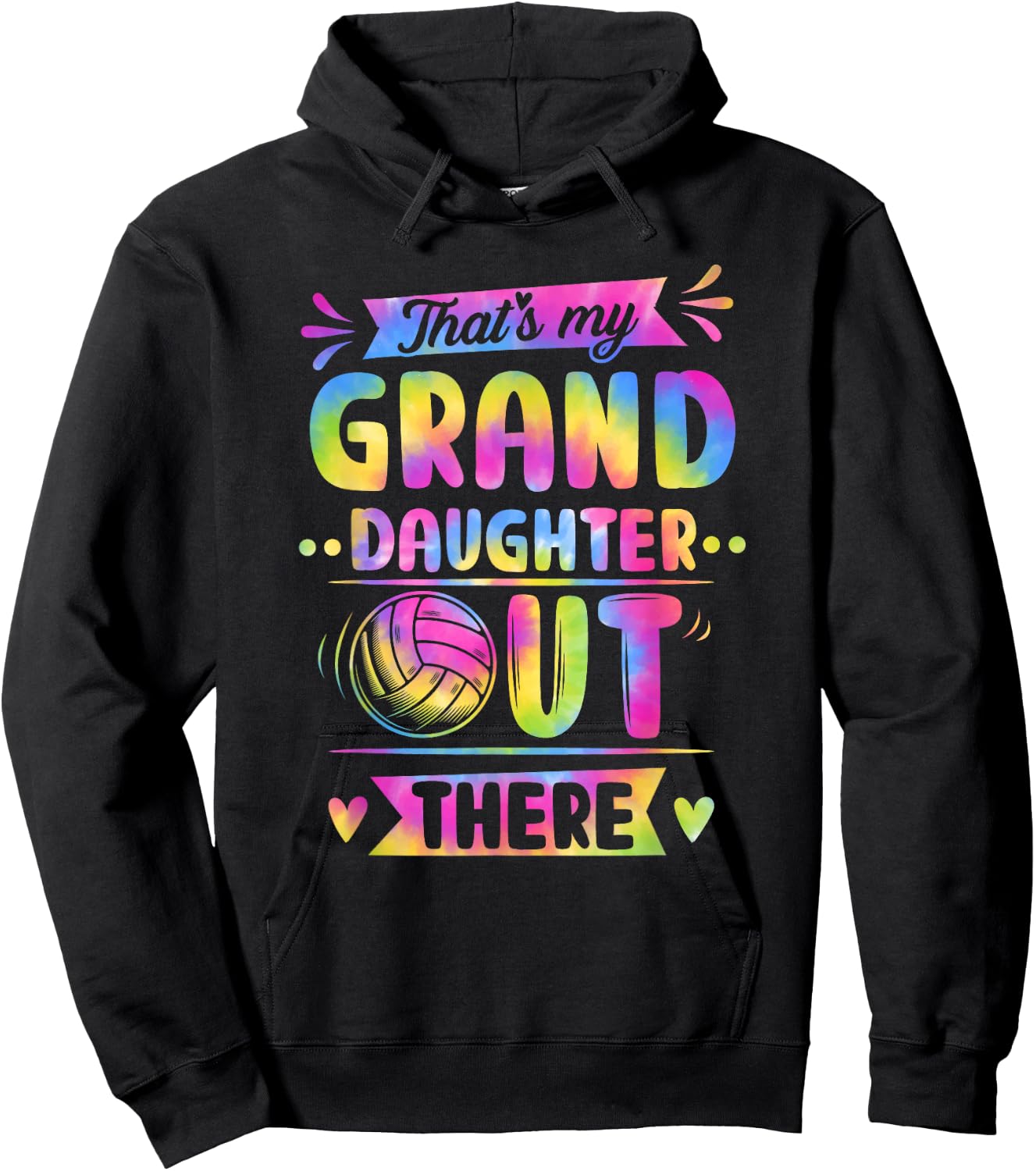 That's My Granddaughter Out There Volleyball Tie Dye Hoodie - Hoodie | Black