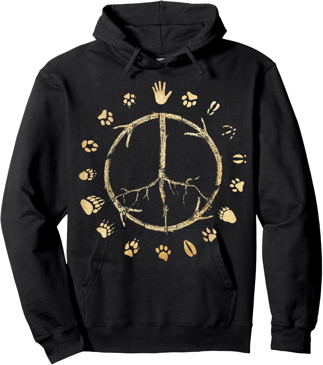 Animal Rights Awareness Peace Sign Tree Paw Print Hoodie - Hoodie | Black
