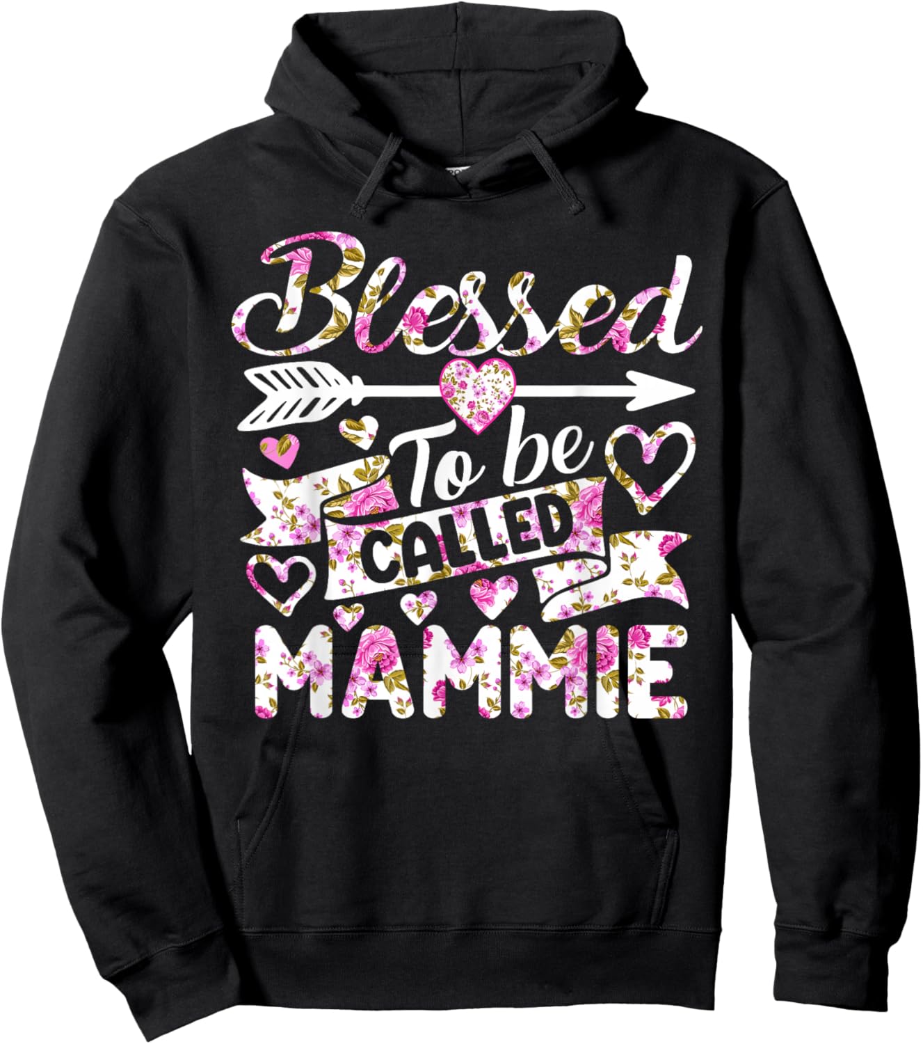 Blessed To Be Called Mammie Shirt Funny Grandma Mother's Day Hoodie - Hoodie | Black