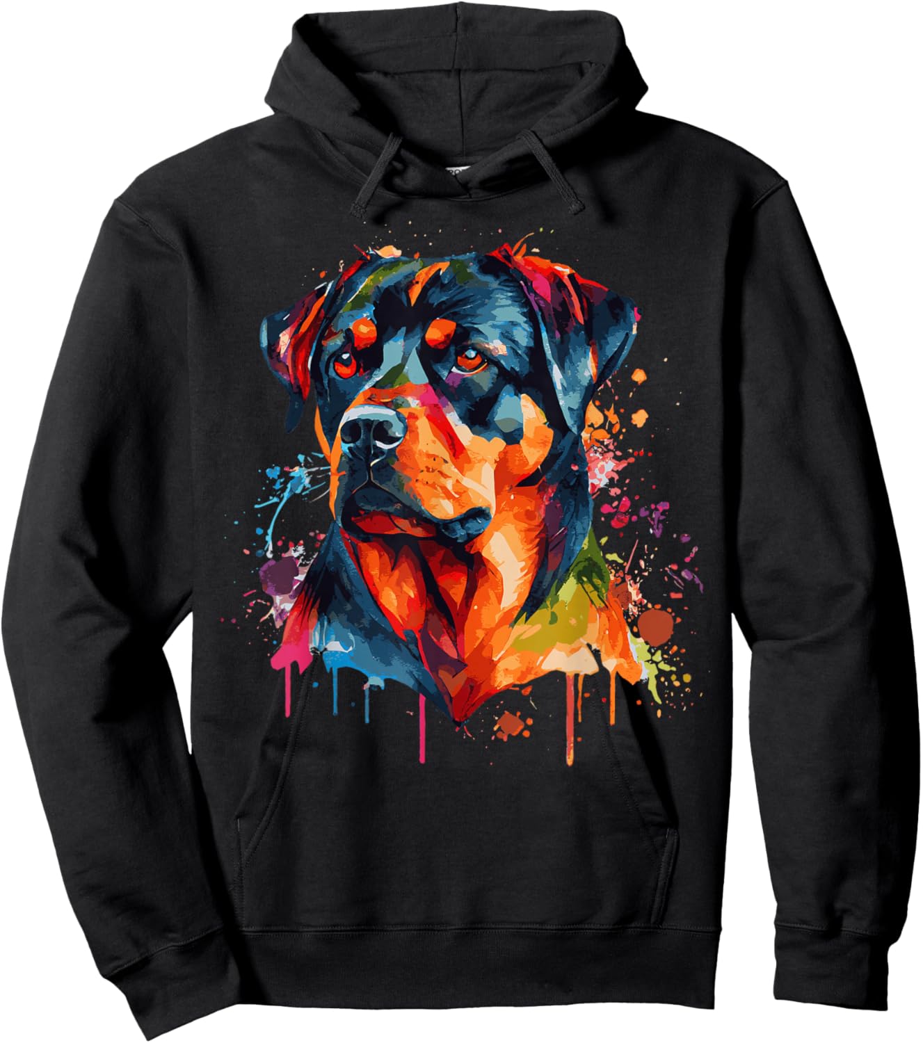 Watercolor Rottweiler Colorful Rottie Dog Lover Hoodie - Hoodie | Black