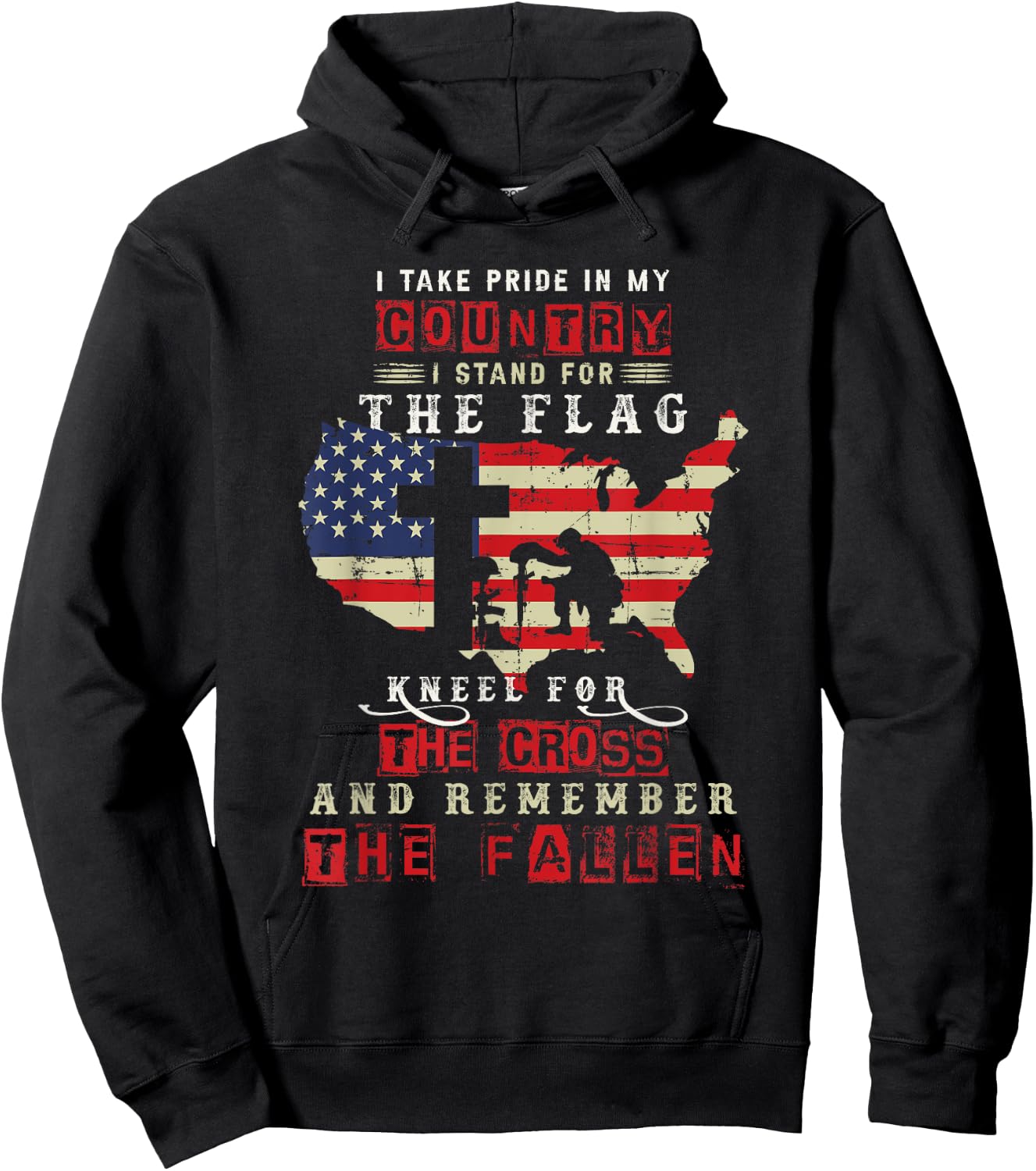 I Take Pride In My Country I Stand For The Flag Kneel Hoodie - Hoodie | Black