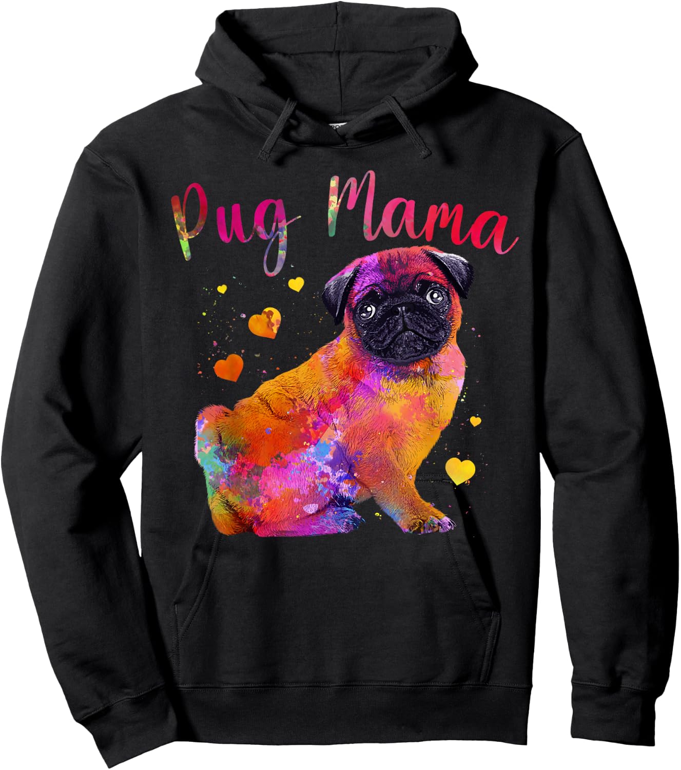 Cool Pug Mama For Mom Women Dog Pug Lovers Fur Baby Puppy Hoodie - Hoodie | Black