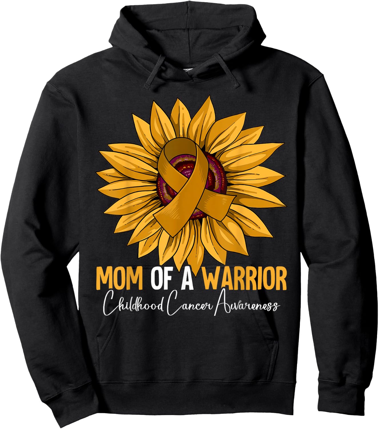 Mom Of A Warrior Childhood Cancer Awareness Hoodie - Hoodie | Black