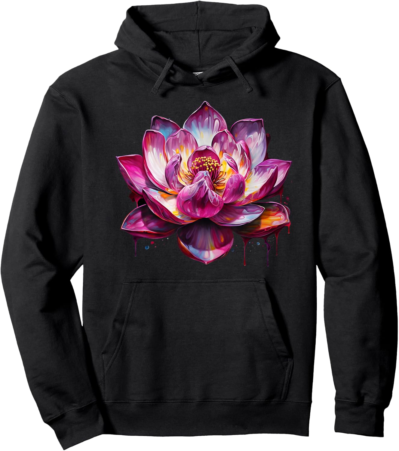 Colorful Lotus Funny Graffiti Trendy Cute Flower Fashion Hoodie - Hoodie | Black