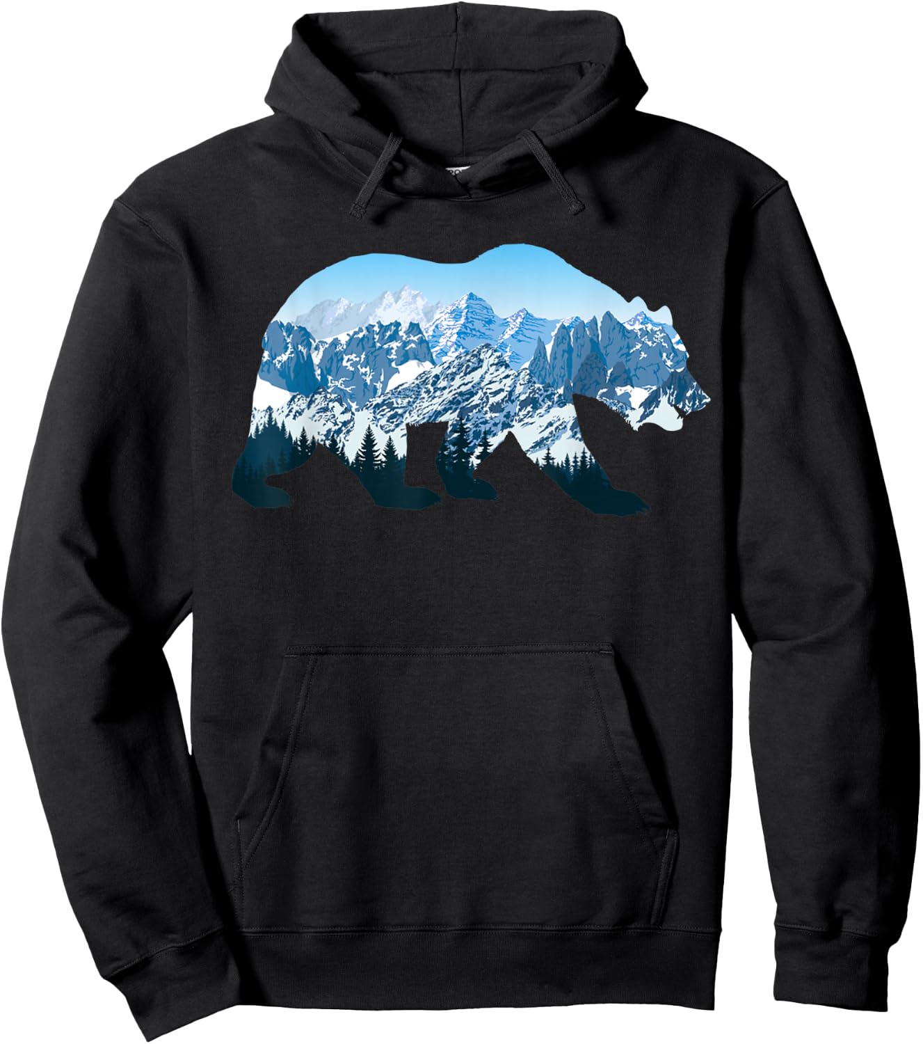 Landscape Mountain Bear Nature Wildlife Outdoor Animal Hoodie - Hoodie | Black