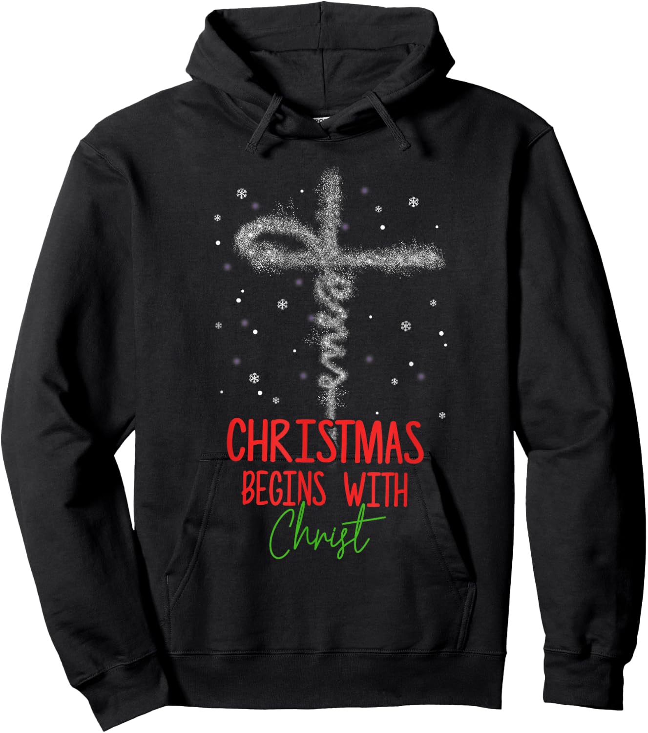 Christmas Begins With Christ Cross Christian Religious Xmas Hoodie - Hoodie | Black