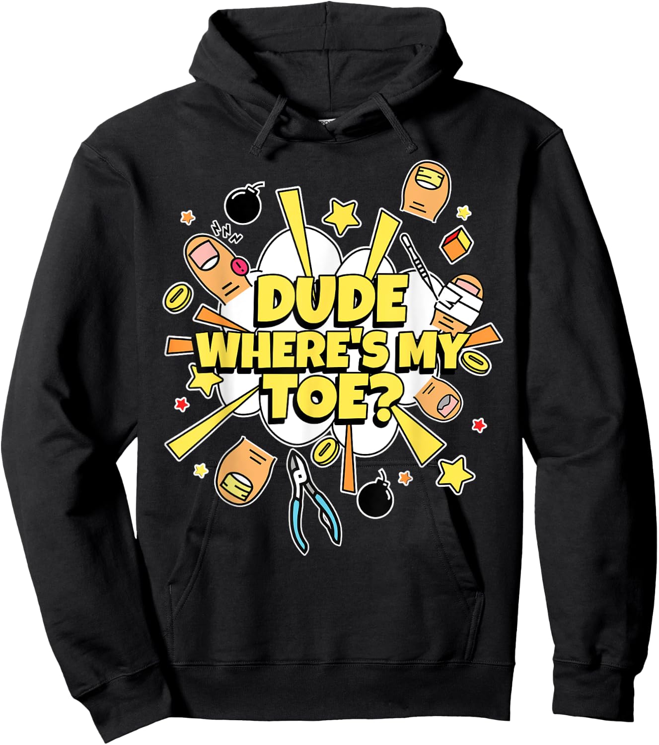 Where's My Toe? Amputated Toes Gifts & Funny Toe Amputee Hoodie - Hoodie | Black