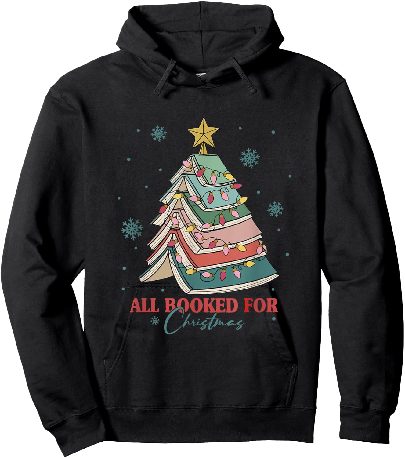 Book Christmas Tree Librarian All Booked For Christmas Hoodie - Hoodie | Black