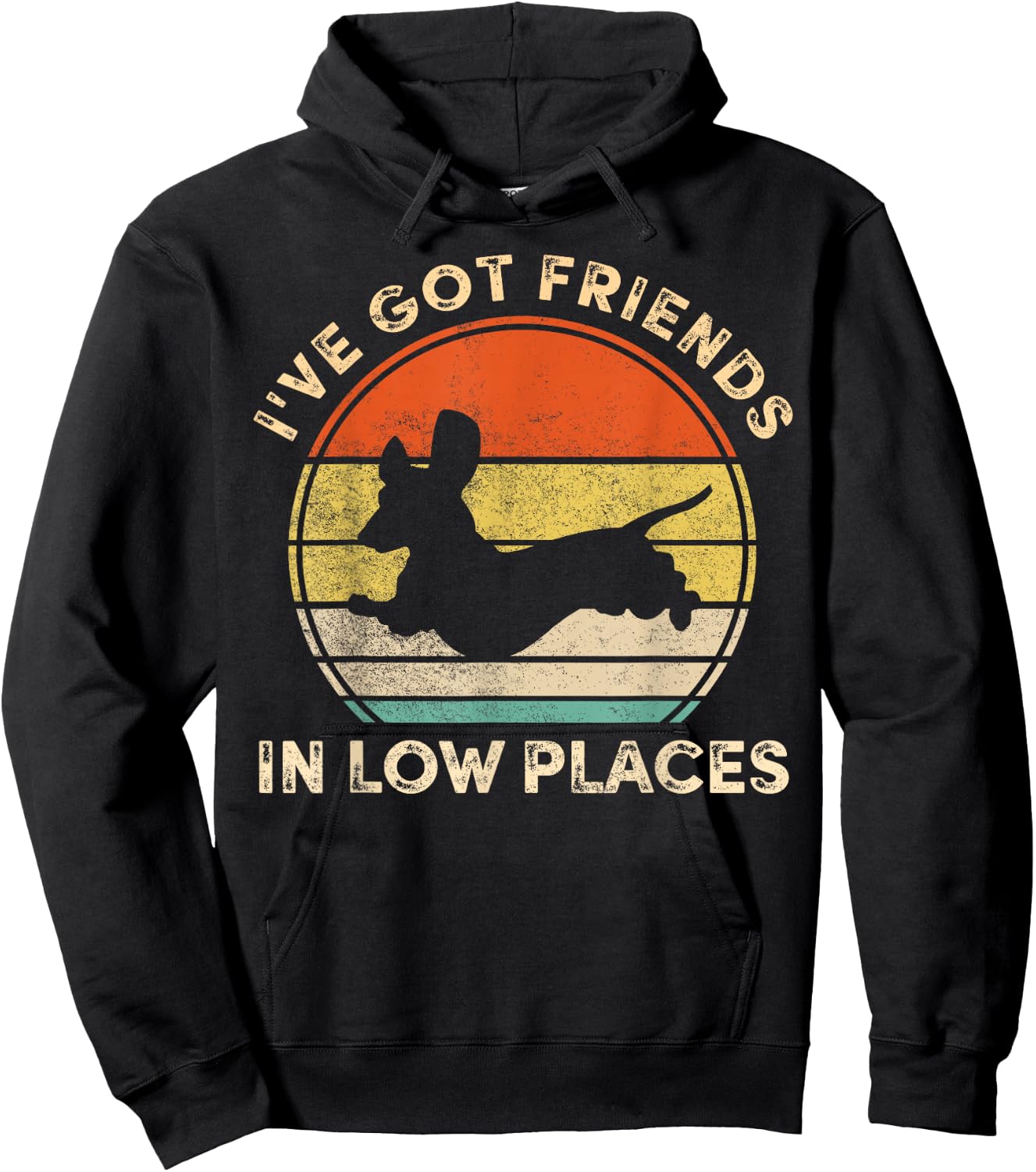 I've Got Friends In Low Places Funny Dachshund Wiener Dog Hoodie - Hoodie | Black