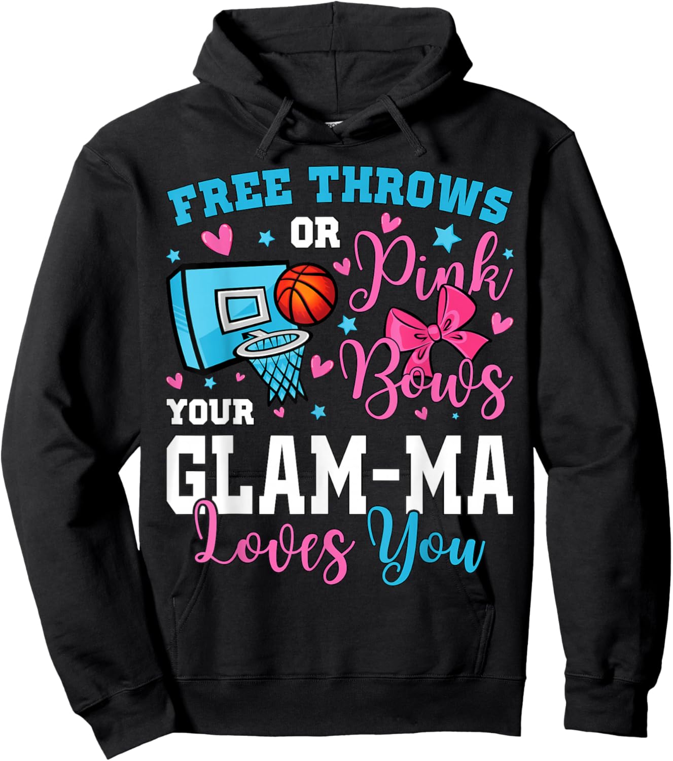 Free Throws or Pink Bows Glam-ma Loves You Gender Reveal Hoodie - Hoodie | Black