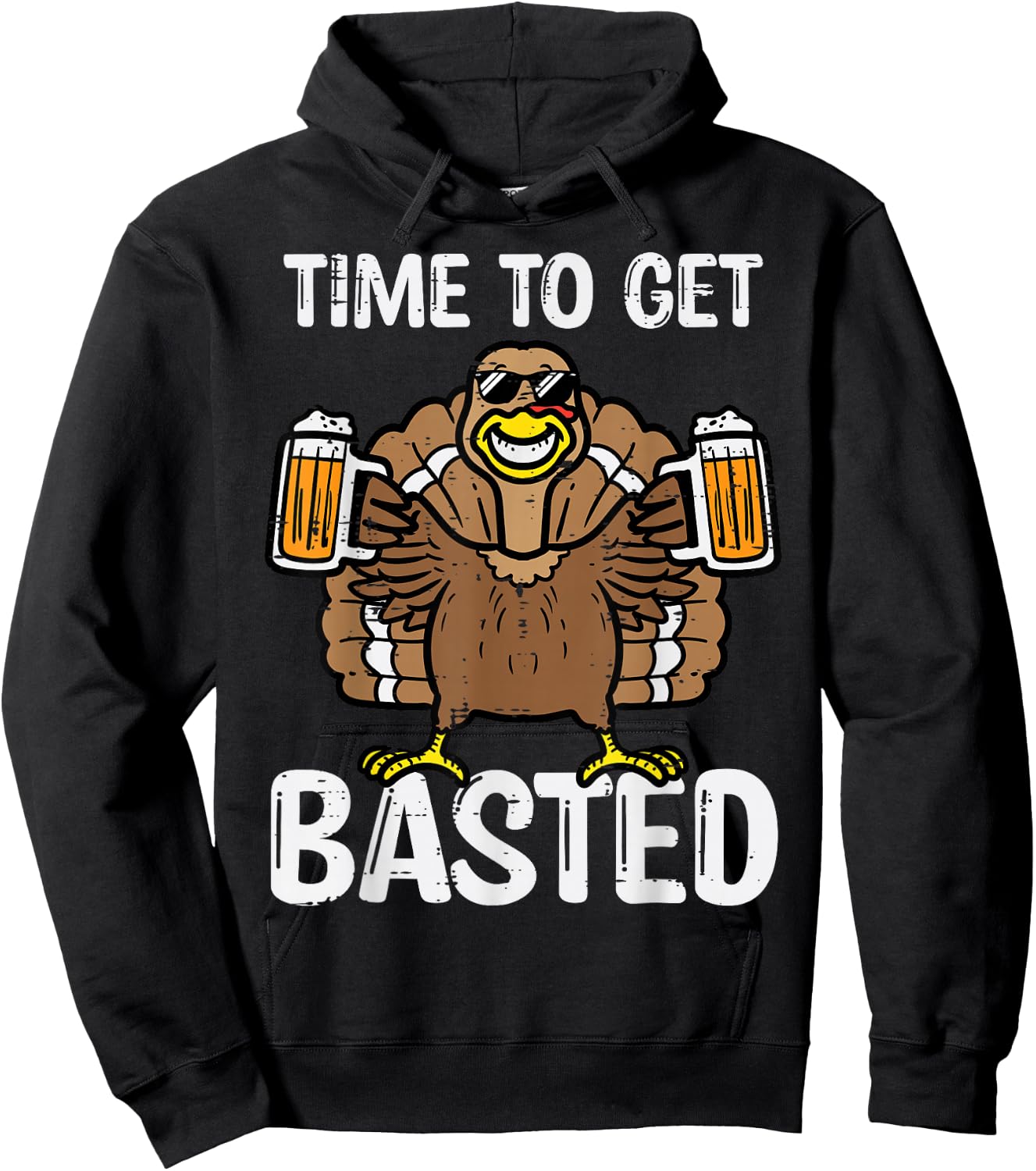 Time To Get Basted Funny Thanksgiving Turkey Day Men Women Hoodie - Hoodie | Black