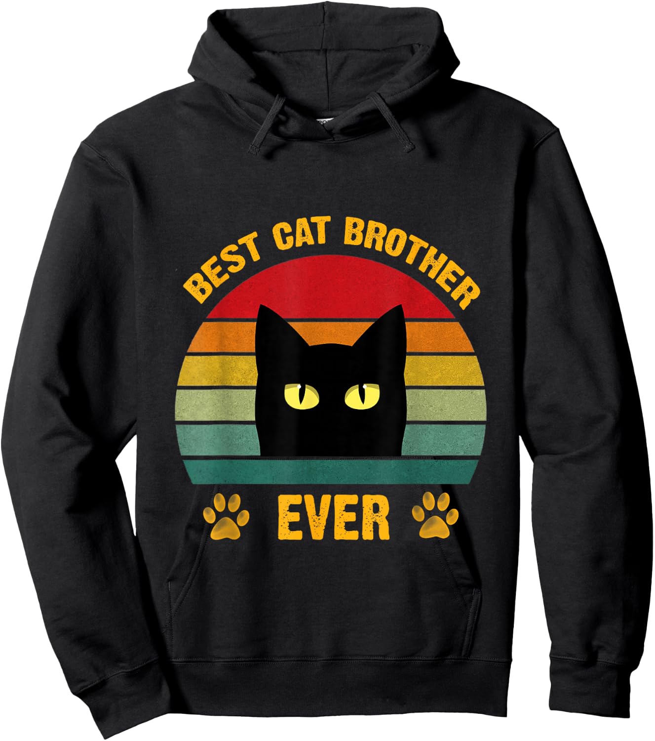 Best cat Brother Ever Funny Brother Cat Lovers Style Retro Hoodie - Hoodie | Black