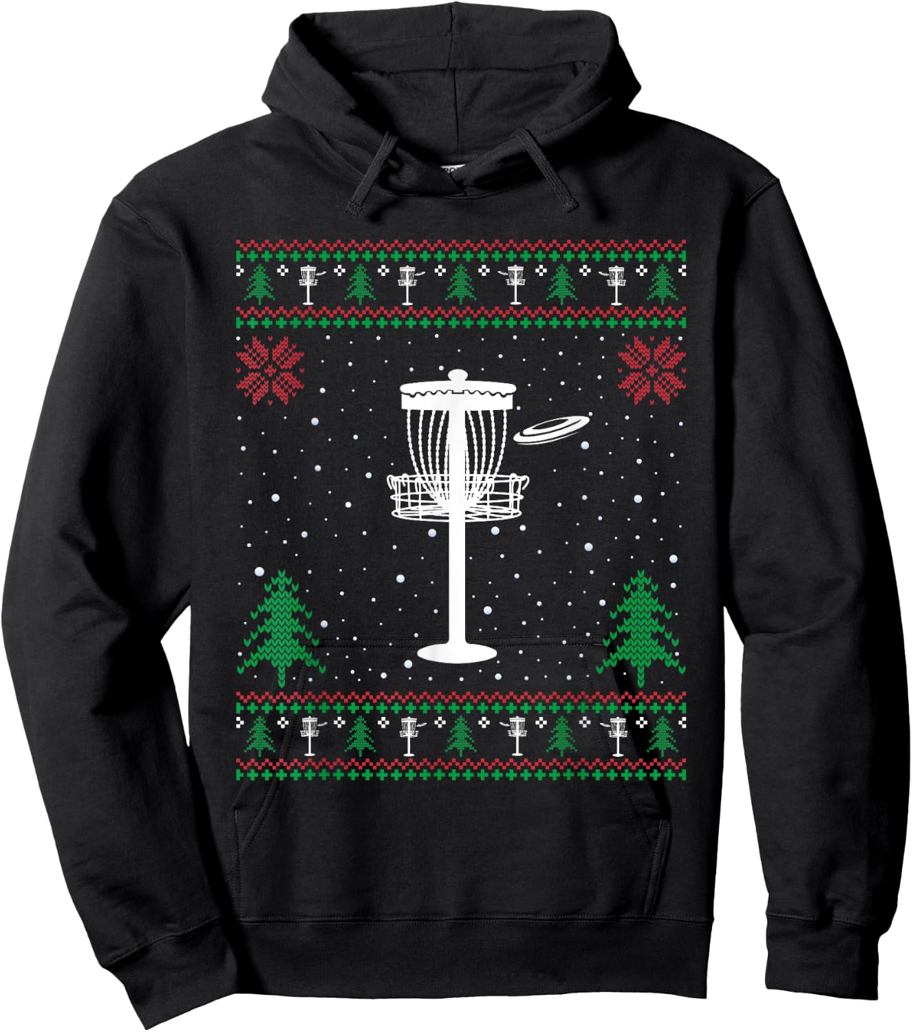 Funny Disc Golf Lovers Santa Hat Ugly Christmas Sweater Hoodie - Hoodie | Black