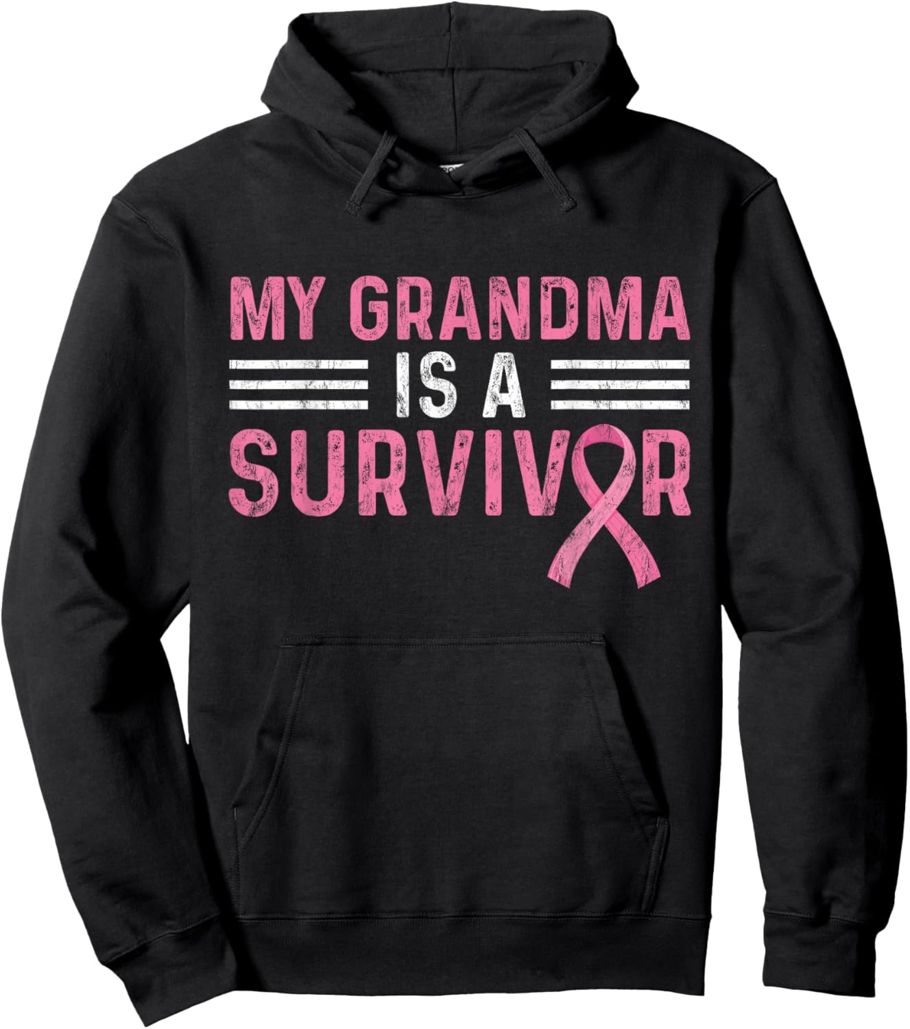 My Grandma Is A Survivor Pink Ribbon Breast Cancer Awareness Hoodie - Hoodie | Black