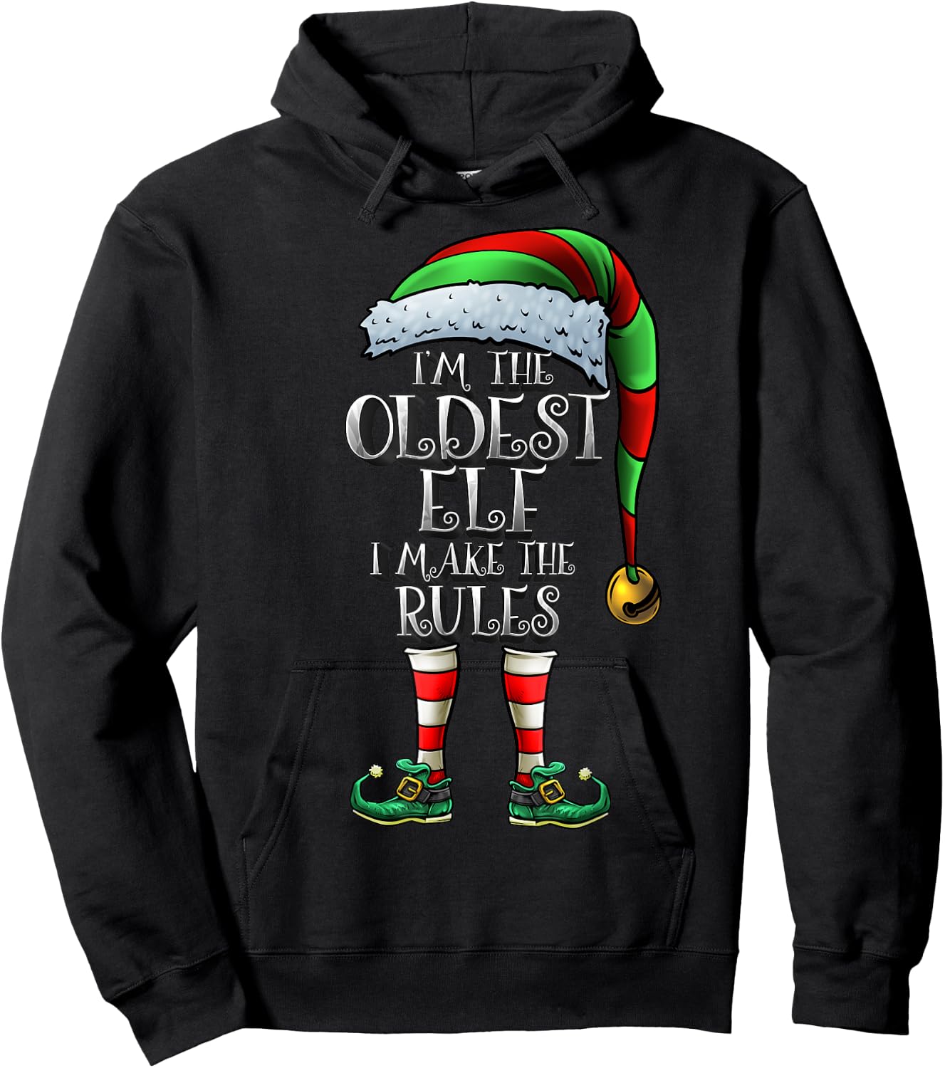 The Oldest Elf Shirt Matching Family Oldest Christmas Elf Hoodie - Hoodie | Black