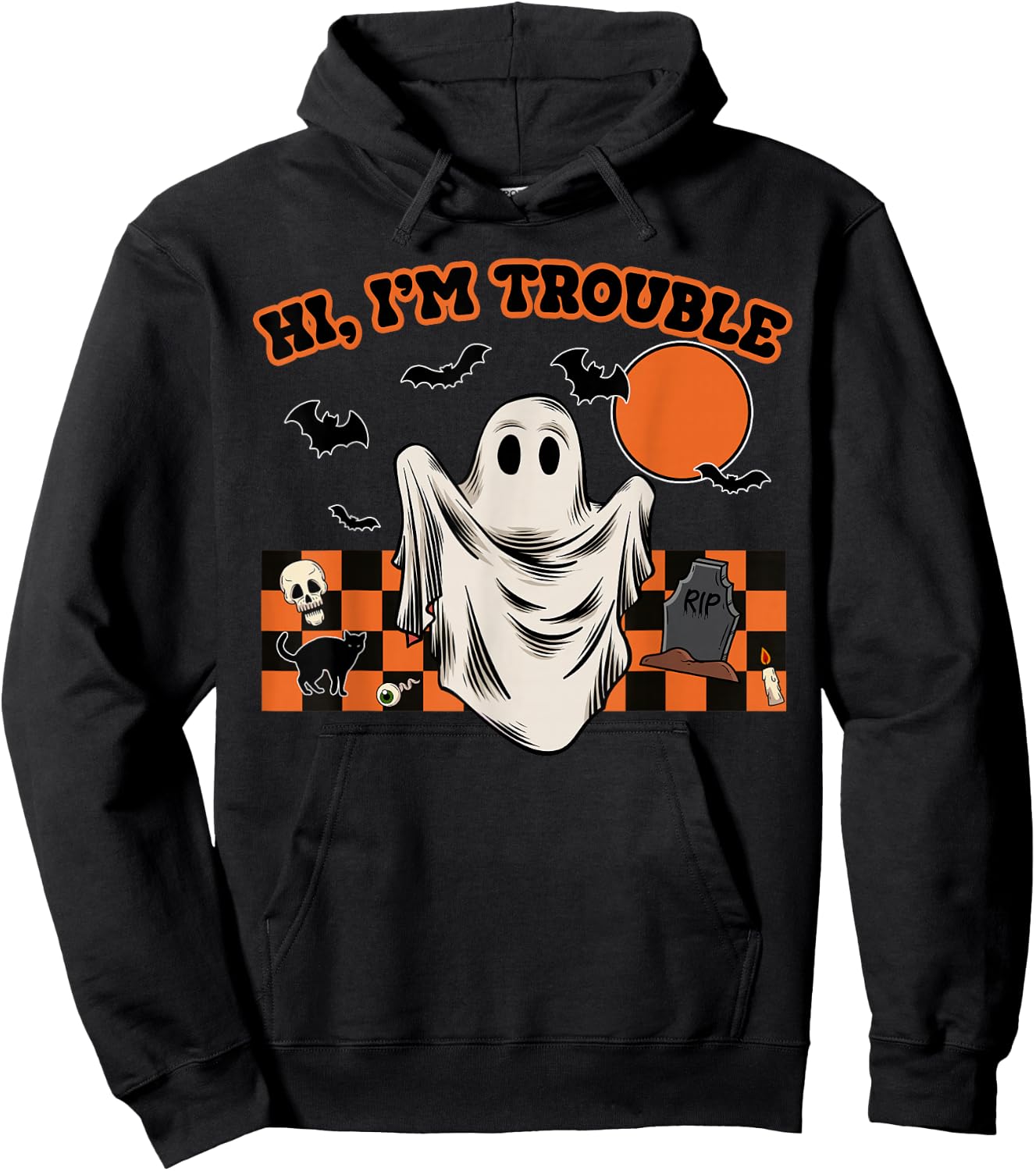 Hi, I'm Trouble Funny Couples Halloween Costume Him Her Hoodie - Hoodie | Black