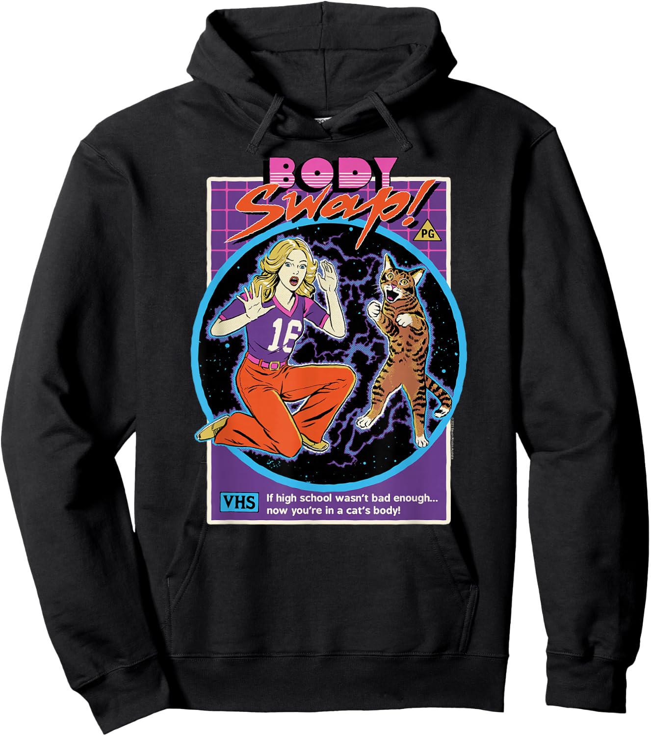 Steven Rhodes Cat Girl Body Swap 80's Retro Dark Humor Hoodie - Hoodie | Black