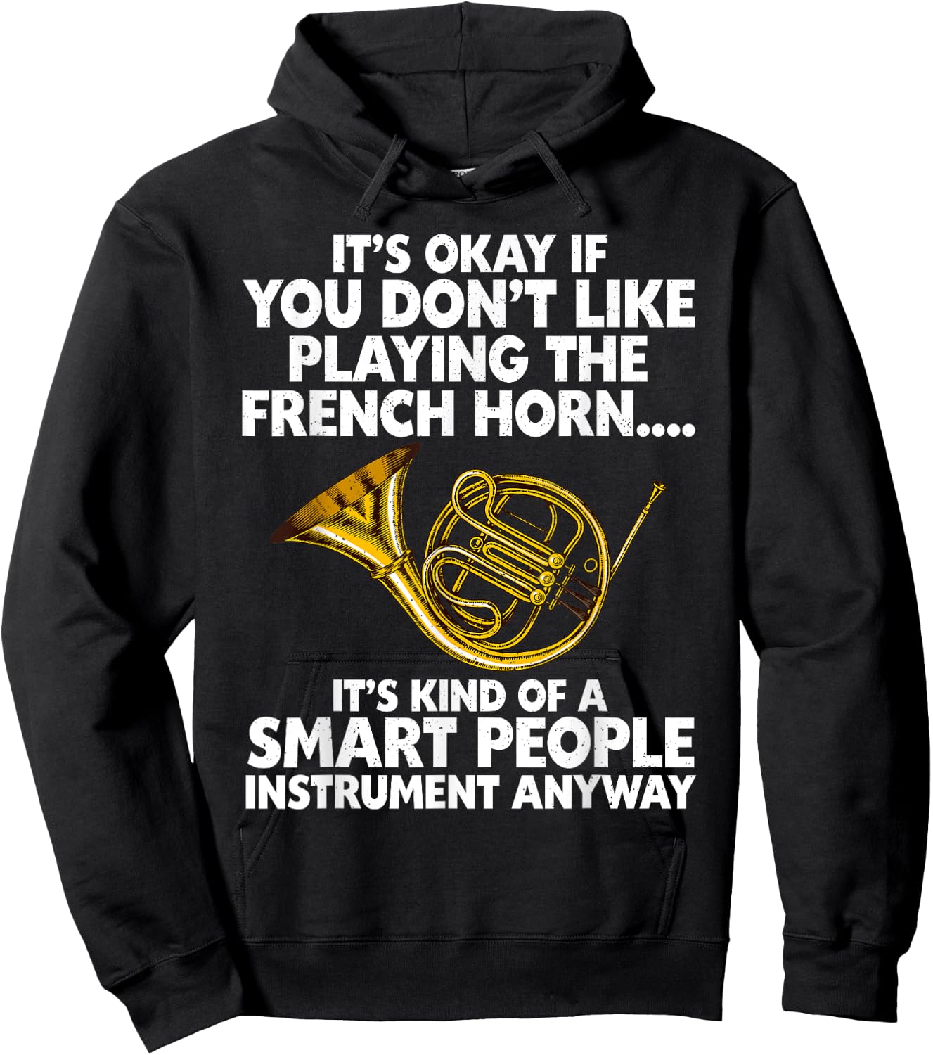 Funny French Horn Art Women Hornist Jazz Music Lover Hoodie - Hoodie | Black