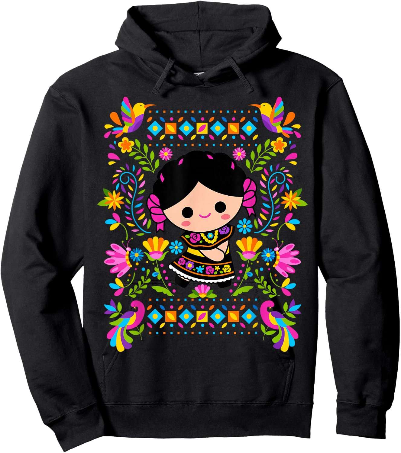 Viva Mexico Mexican Girl Kids Flag Independence Day Girls Hoodie - Hoodie | Black