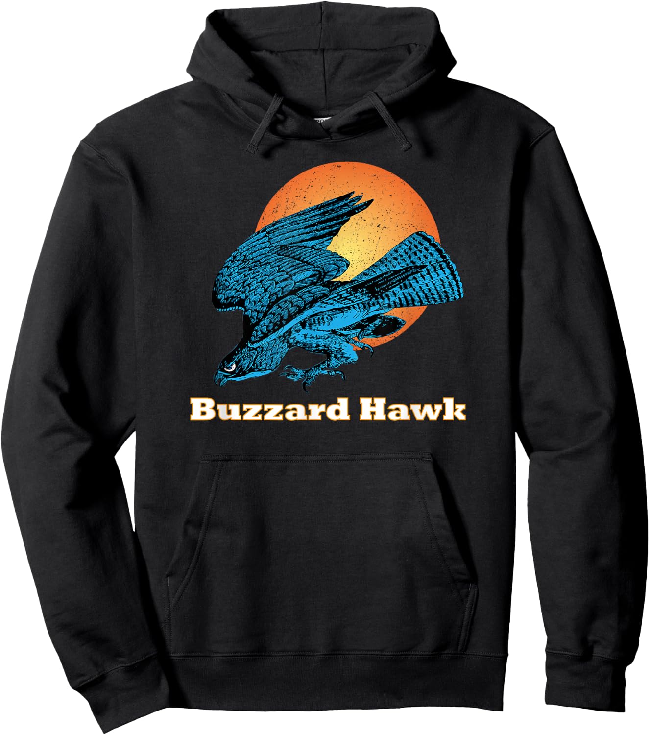 Happy Happy Halloween Blue Buzzard Hawk Orange Moon Light Hoodie - Hoodie | Black