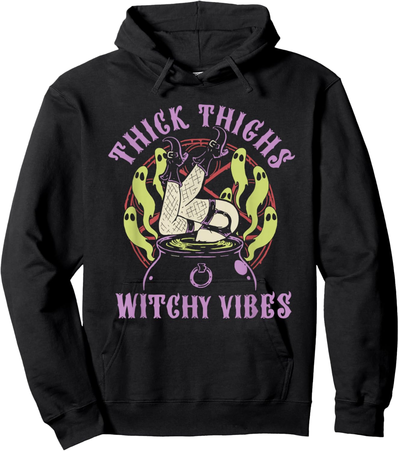 Thick Thighs Witchy Vibes Apparel Hoodie - Hoodie | Black