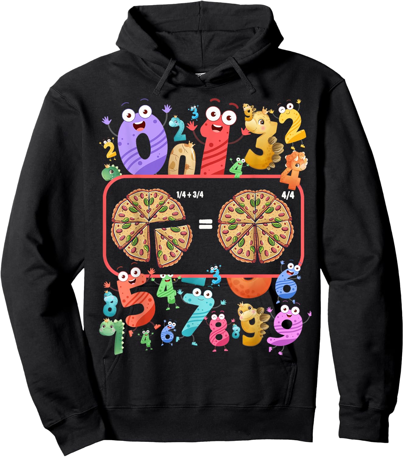 Maths Day Costume Idea For Kids & Pizza Numbers Fraction Hoodie - Hoodie | Black